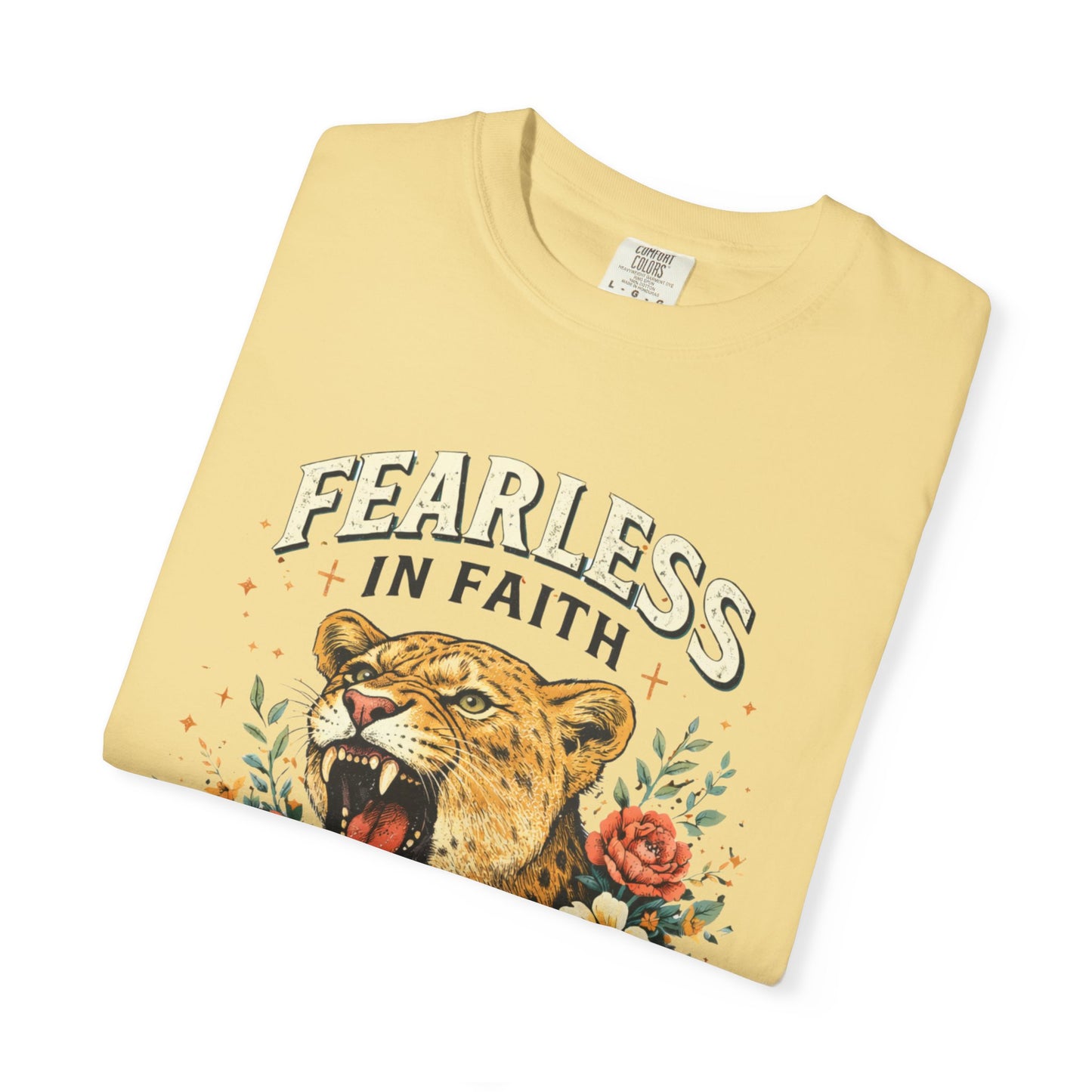 Fearless in Faith Lion T-Shirt — Floral Vintage Christian Graphic Tee