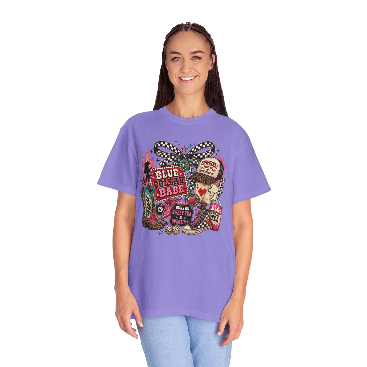 Blue Collar Babe T-Shirt — Retro Cowgirl Graphic Tee