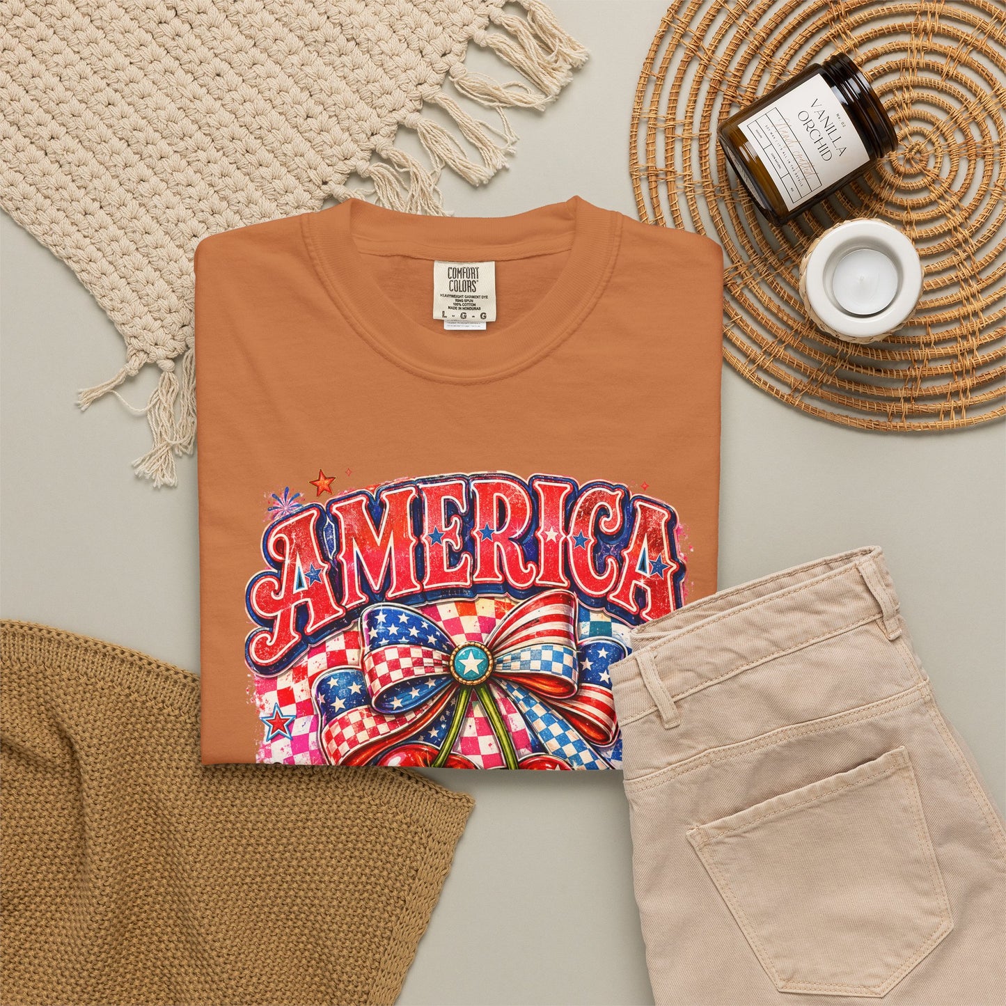 America Cherry Graphic T-Shirt — Patriotic 4th of July Tee