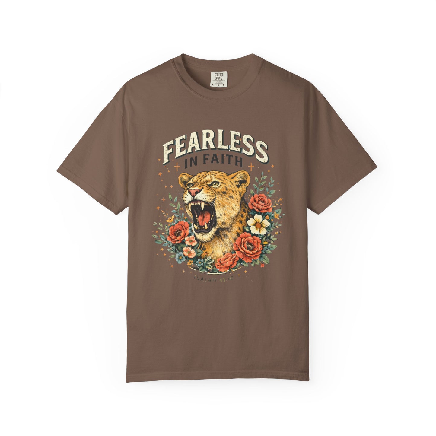 Fearless in Faith Lion T-Shirt — Floral Vintage Christian Graphic Tee
