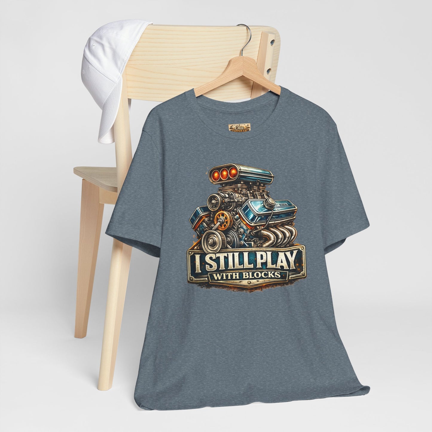 Engine Graphic Tee — "I Still Play With Blocks" Car Lover T-Shirt