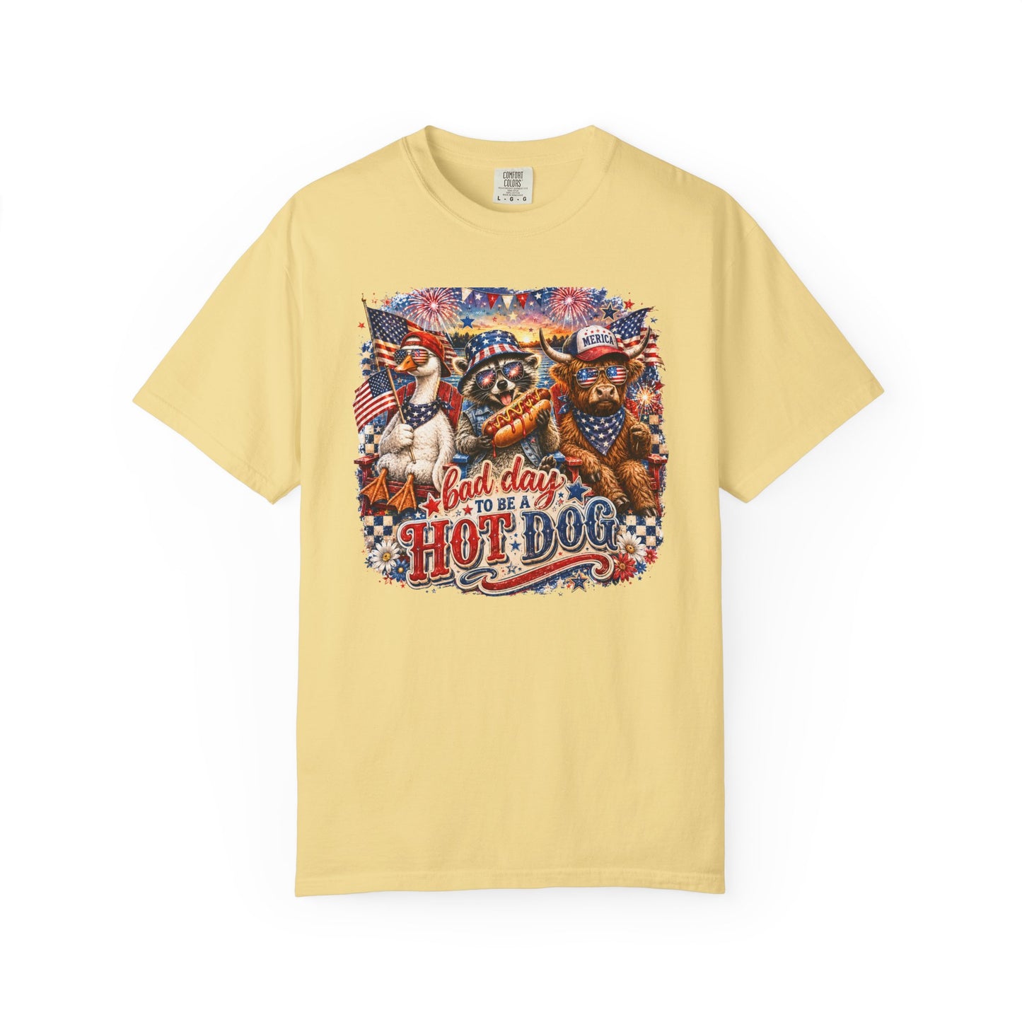 Patriotic 'Born to Be a Hot Dog' Graphic T-Shirt