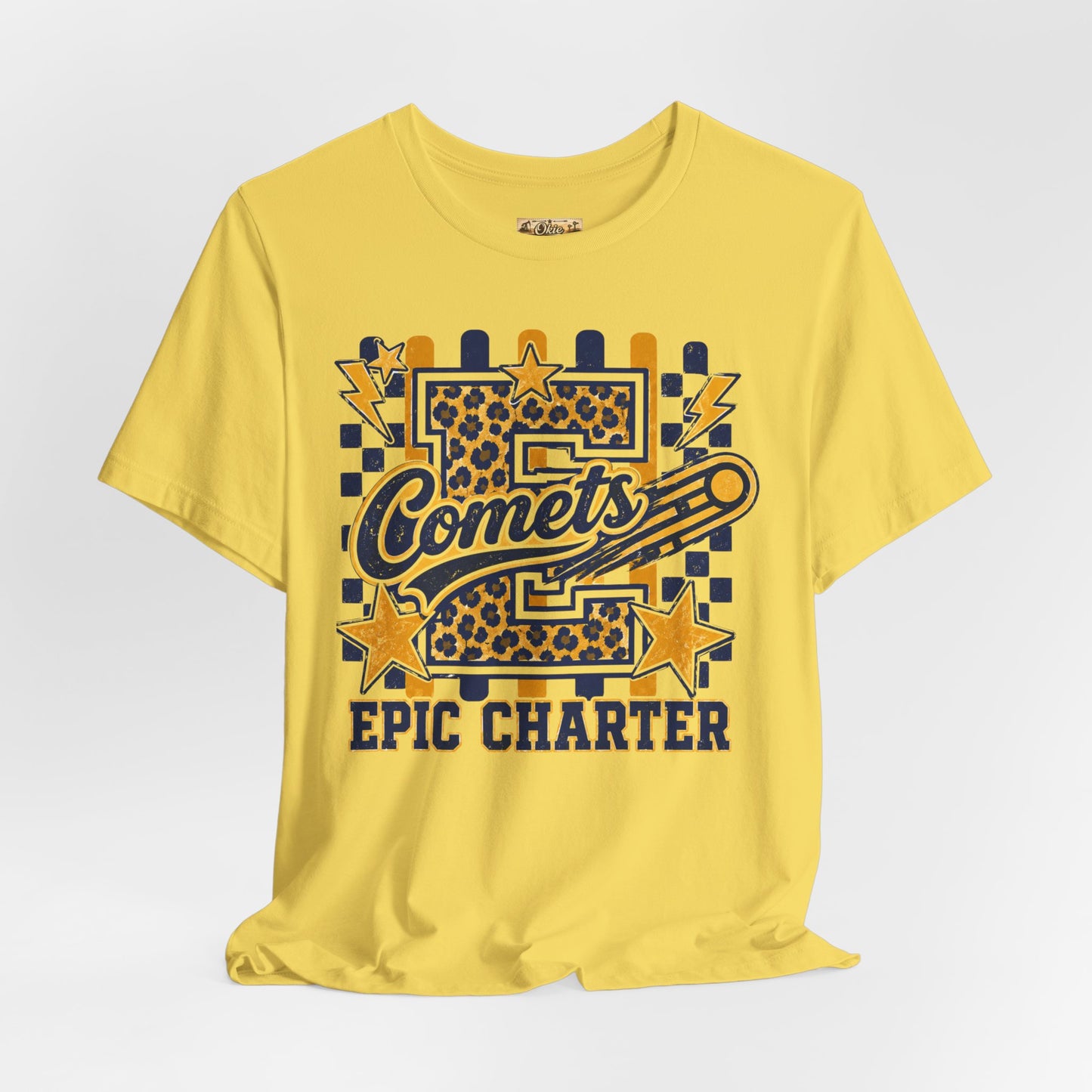 Comets Epic Charter Baseball T-Shirt — Leopard Letter Sports Tee