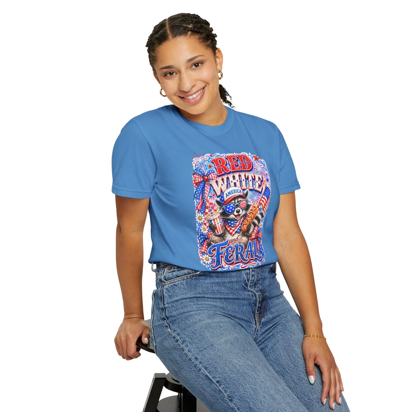 Patriotic "Red White Feral" Graphic T-Shirt