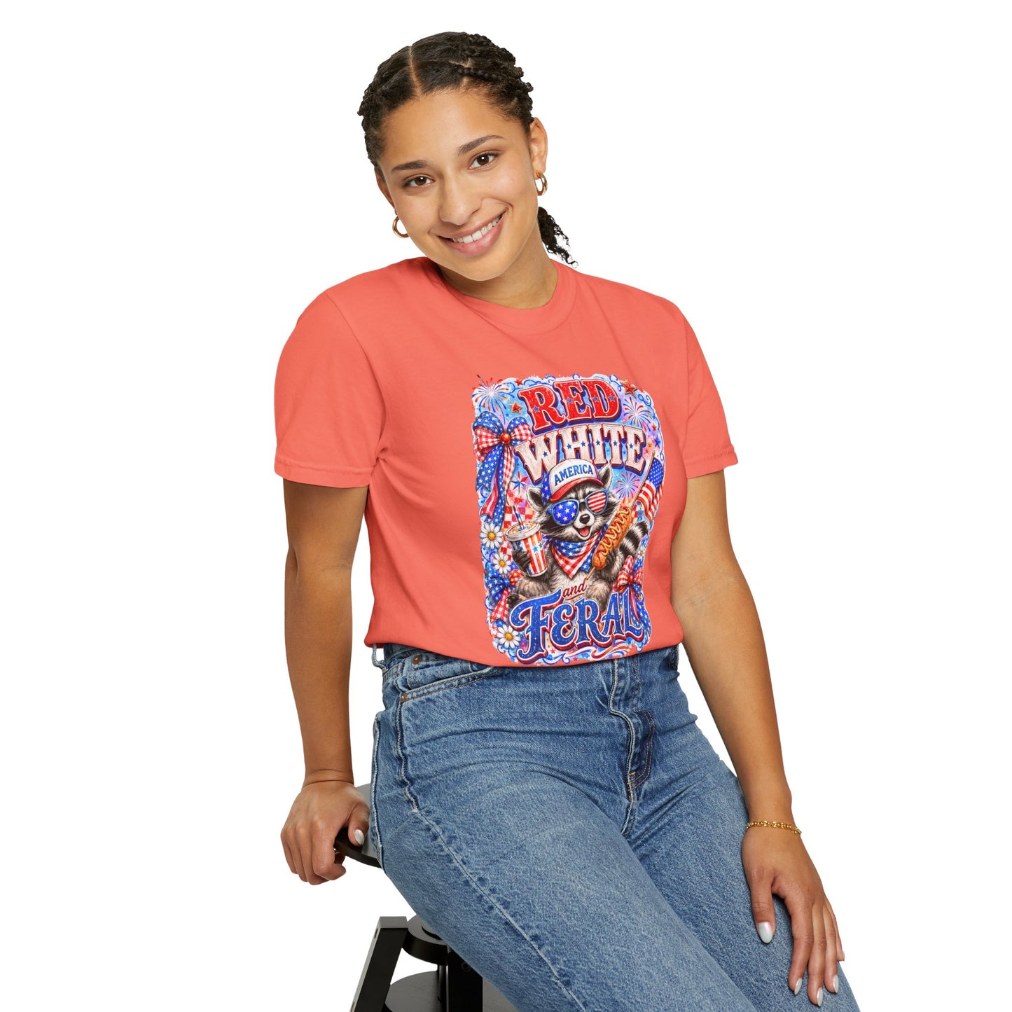 Patriotic "Red White Feral" Graphic T-Shirt