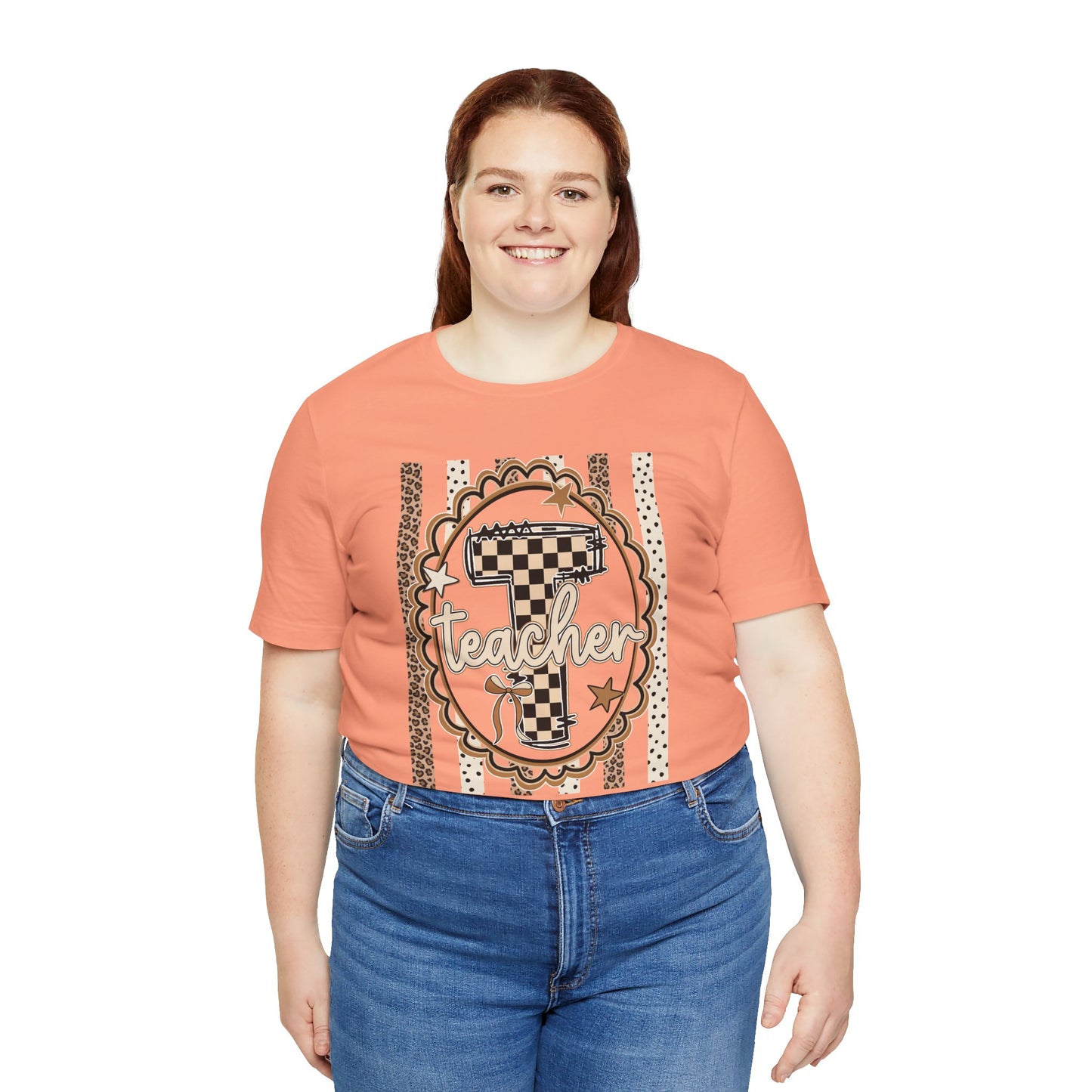 Teacher Monogram Tee — Number 1 Checkered Design