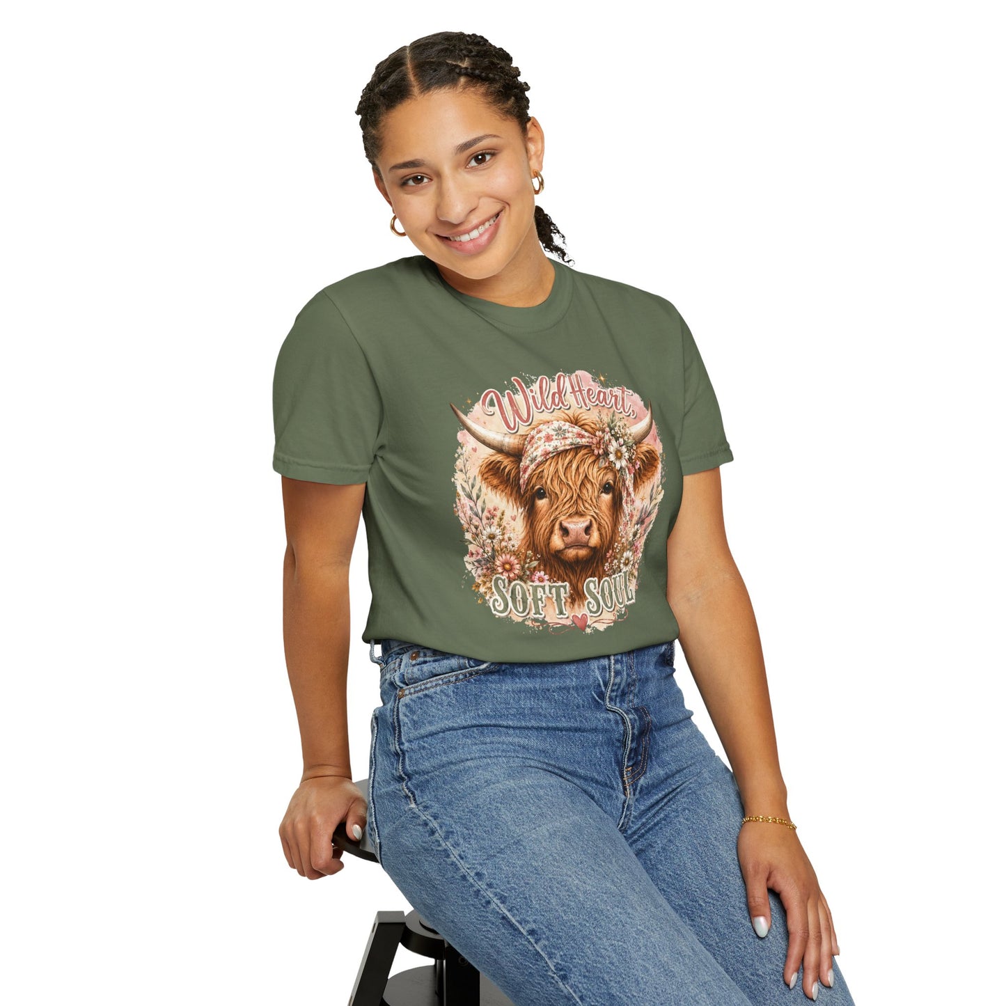 T-Shirt — “Wild Heart, Soft Soul” Highland Cow Graphic Tee