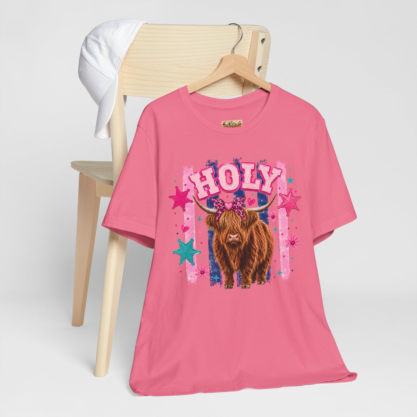 Holy Cow Highland Cow Graphic Tee — Cute Pastel Ranch Shirt