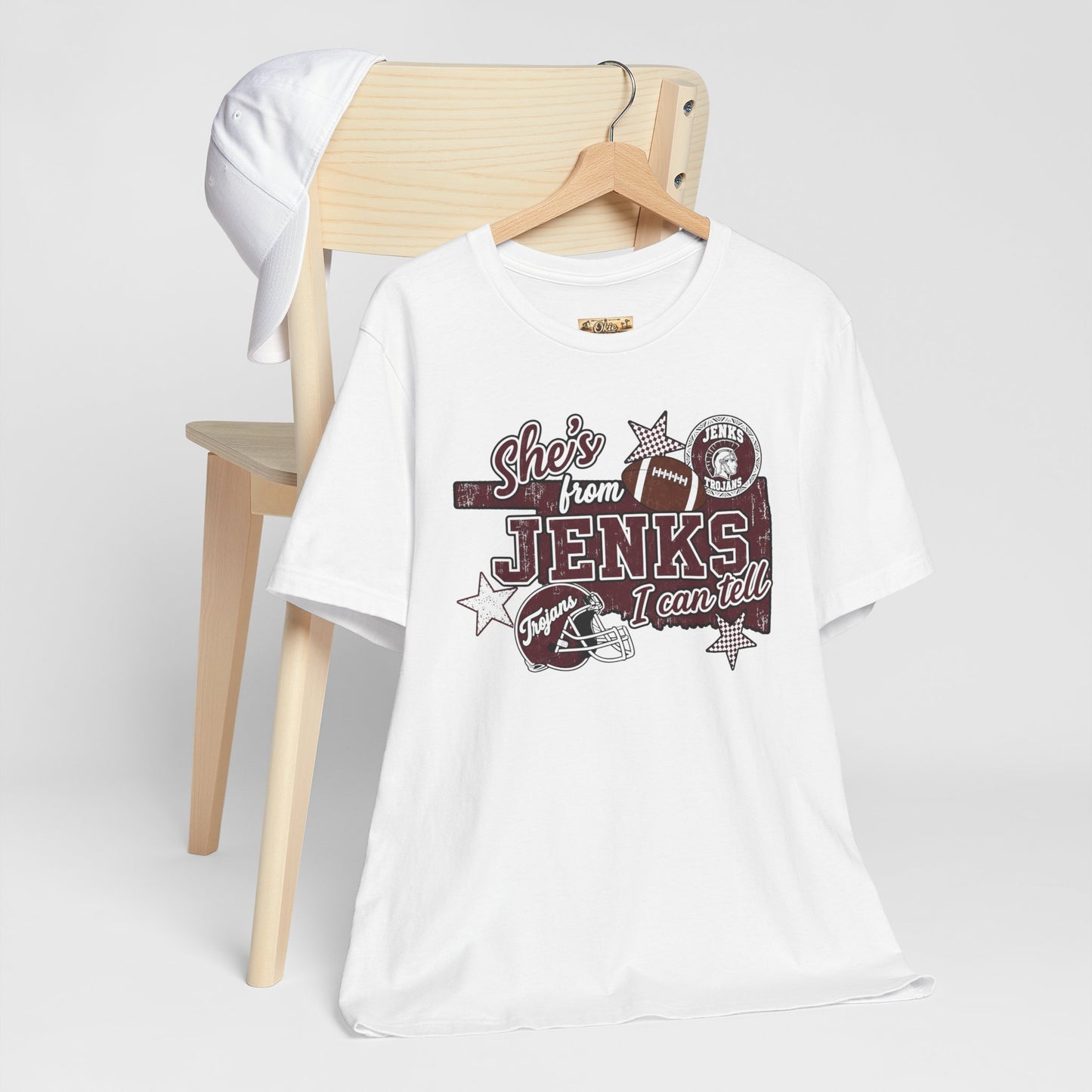 She's from Jenks Tee — Vintage High School Football Graphic T-Shirt