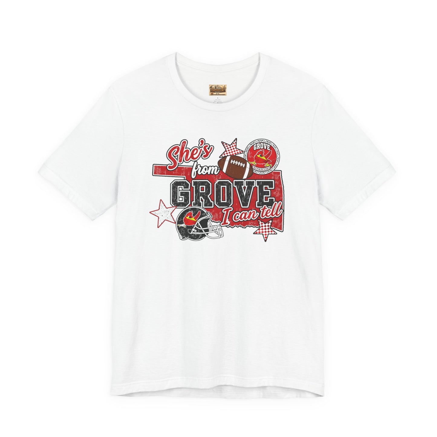 She's From Grove I Can Tell T-Shirt — Grove Football Fan Tee