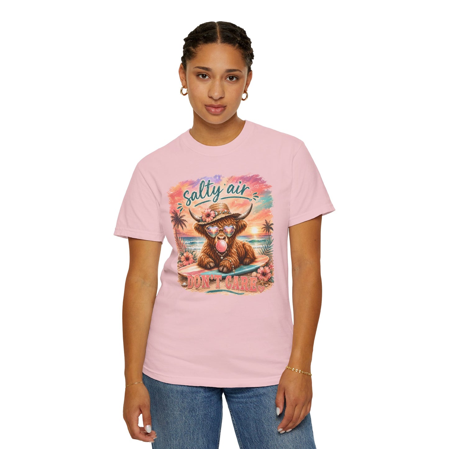 Salty Air "Don't Care" Beach Cow Graphic T-Shirt