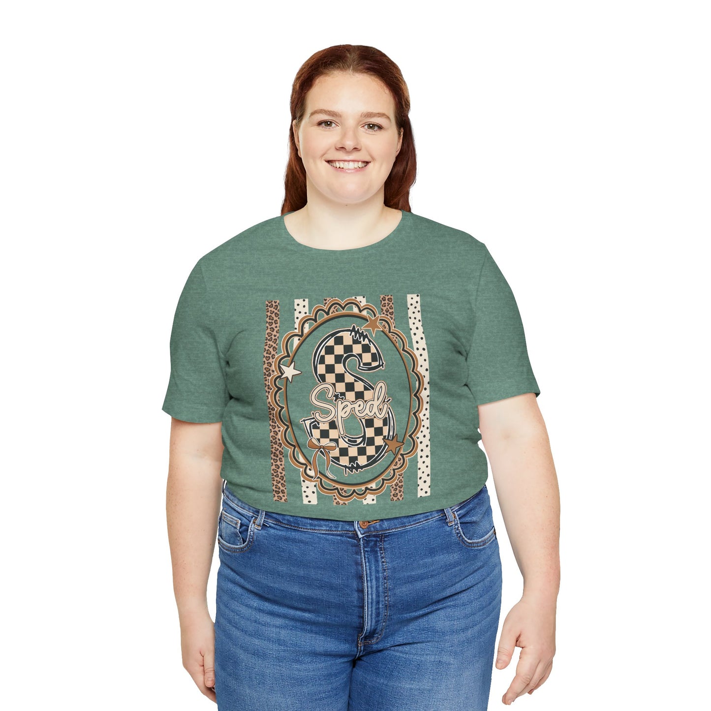 Sped S Monogram Tee — Checkerboard Leopard Graphic T-Shirt