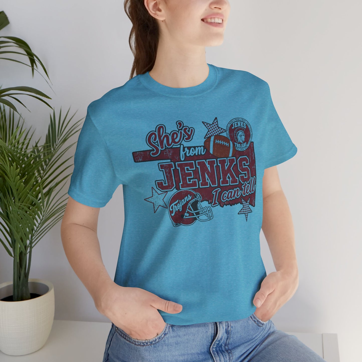 She's from Jenks Tee — Vintage High School Football Graphic T-Shirt