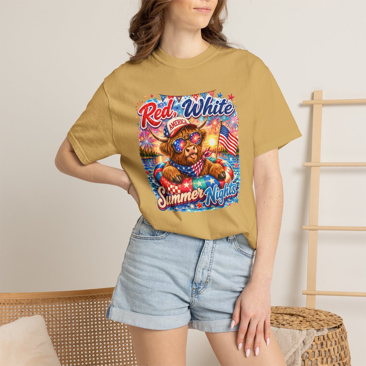 Red, White & Summer Nights T-Shirt — Patriotic Fourth of July Bear Graphic Tee