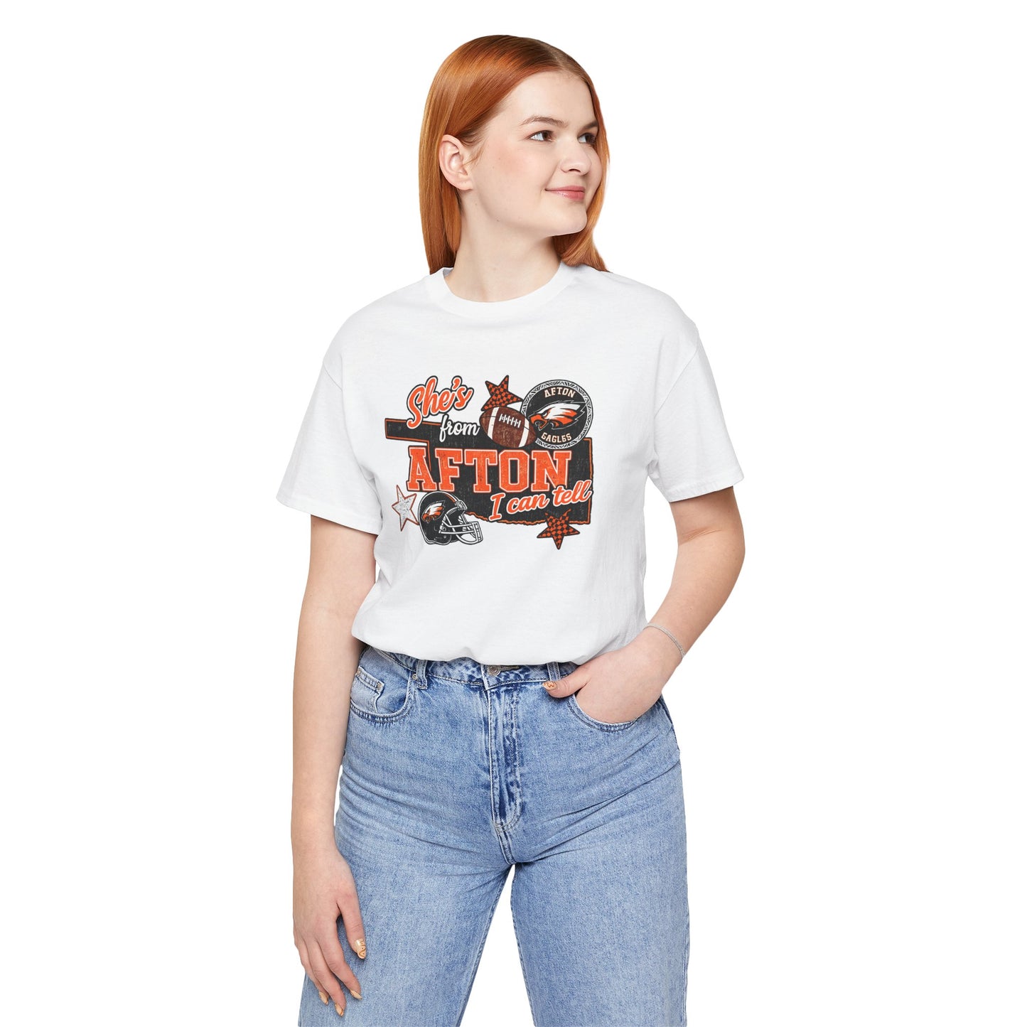 Afton Football Town Retro Graphic Tee — "Shes from Afton I can too"