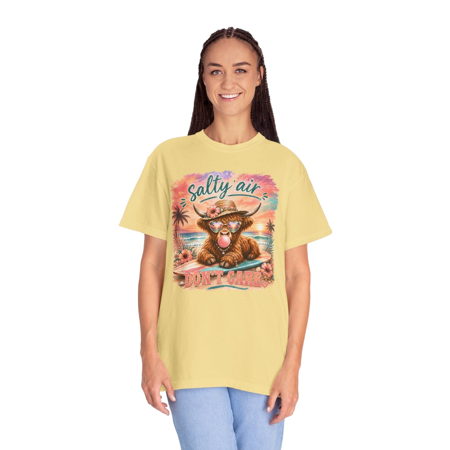Salty Air "Don't Care" Beach Cow Graphic T-Shirt