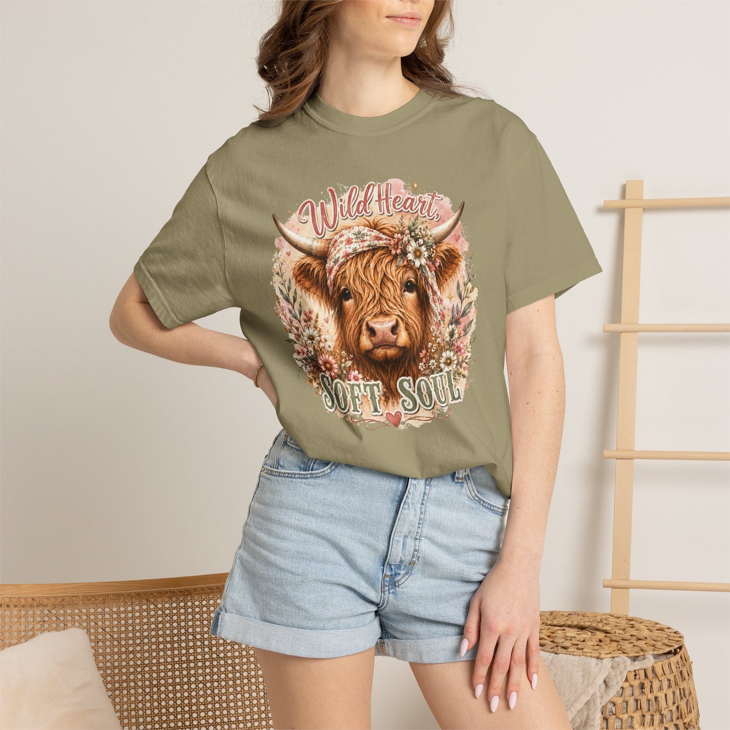 T-Shirt — “Wild Heart, Soft Soul” Highland Cow Graphic Tee