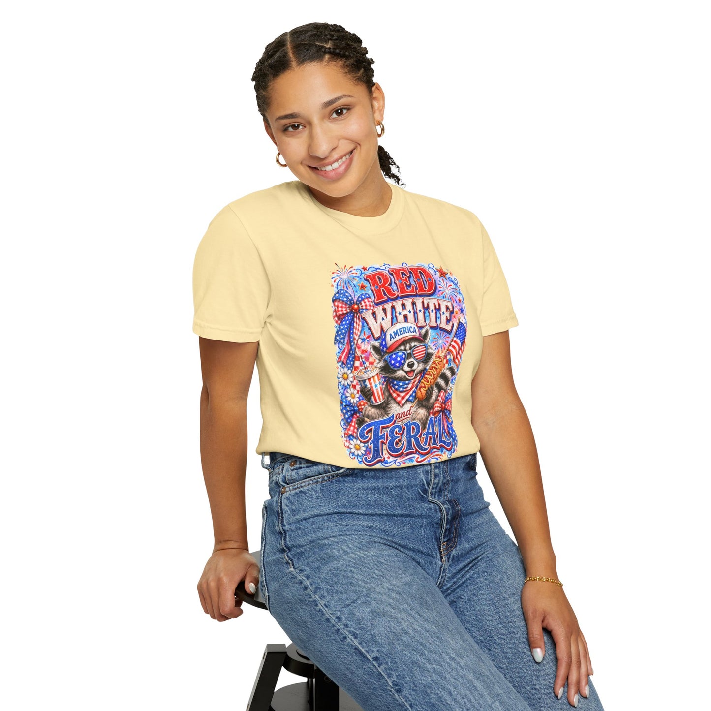 Patriotic "Red White Feral" Graphic T-Shirt
