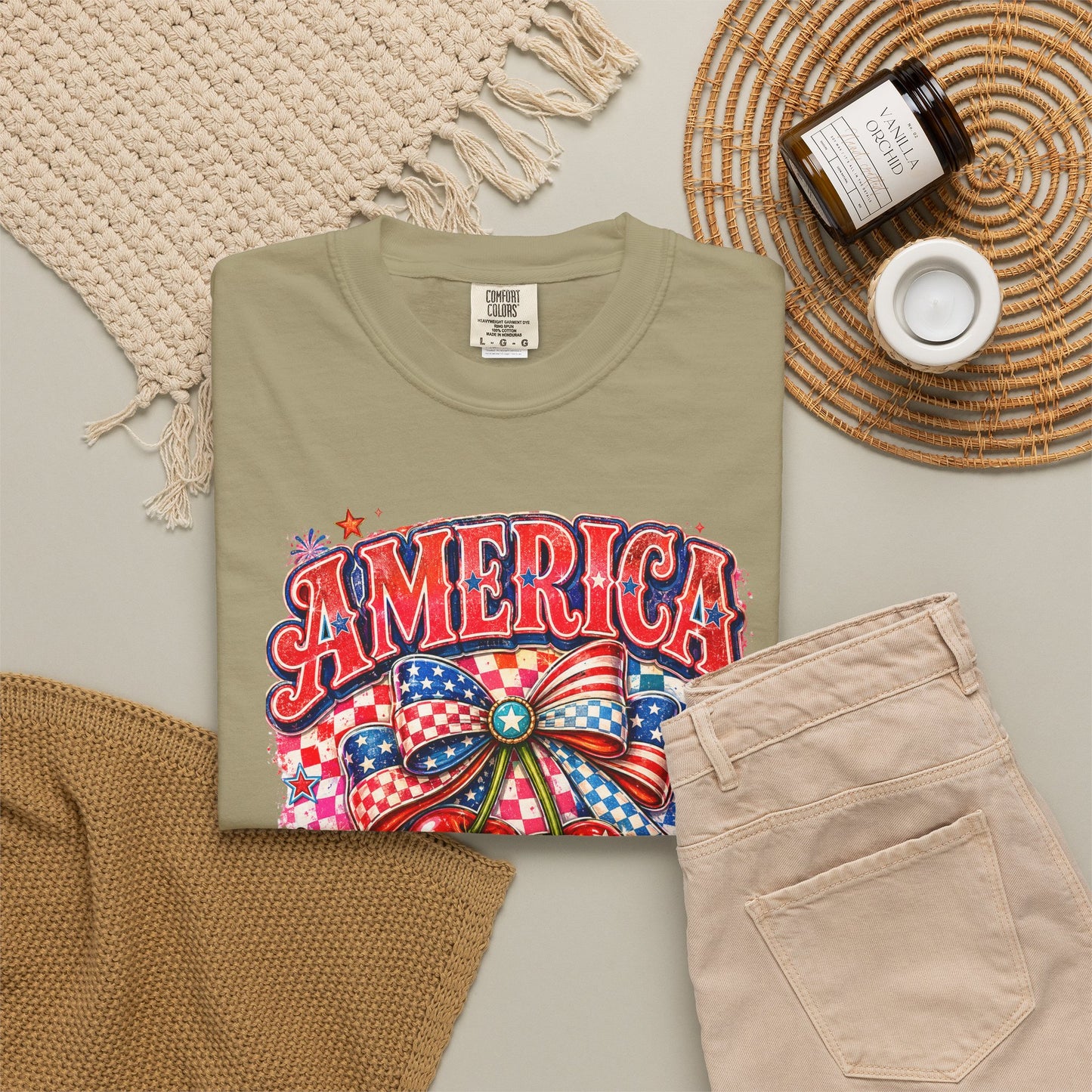 America Cherry Graphic T-Shirt — Patriotic 4th of July Tee