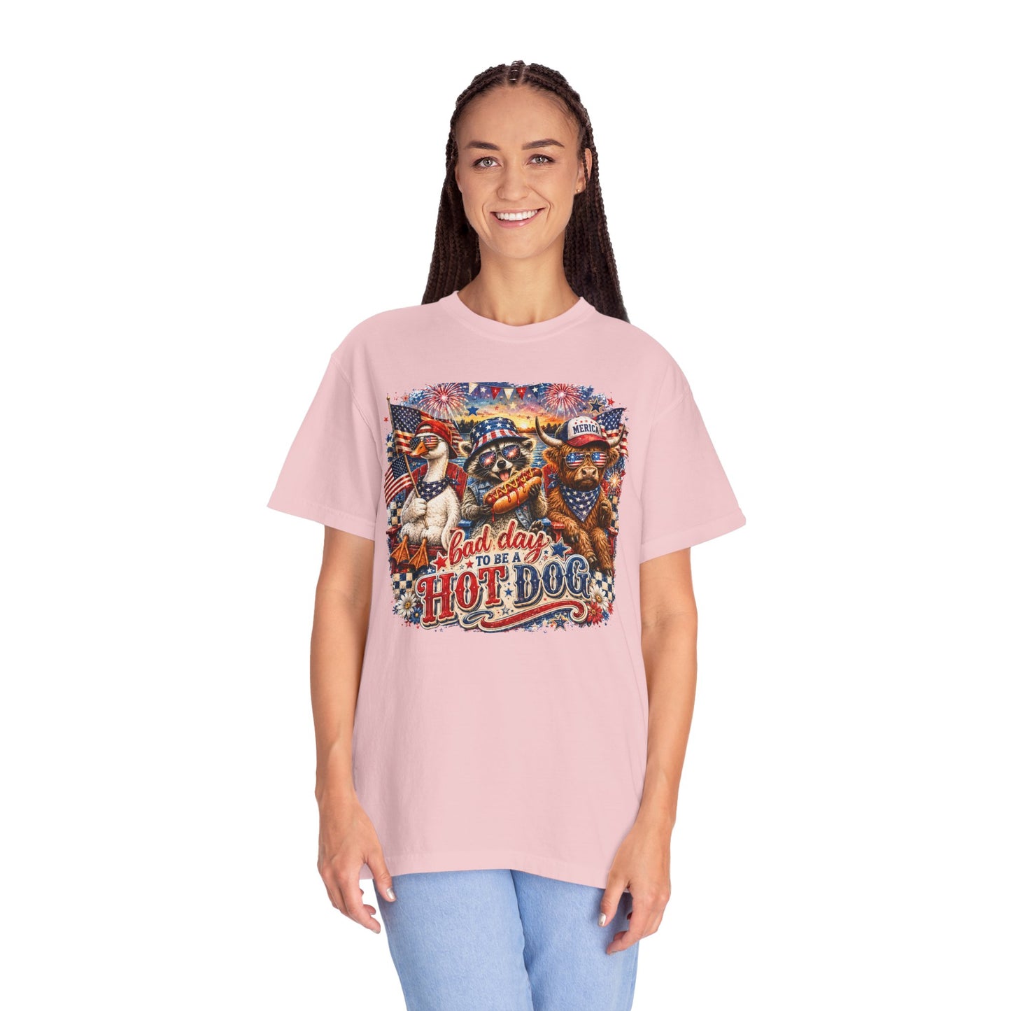 Patriotic 'Born to Be a Hot Dog' Graphic T-Shirt