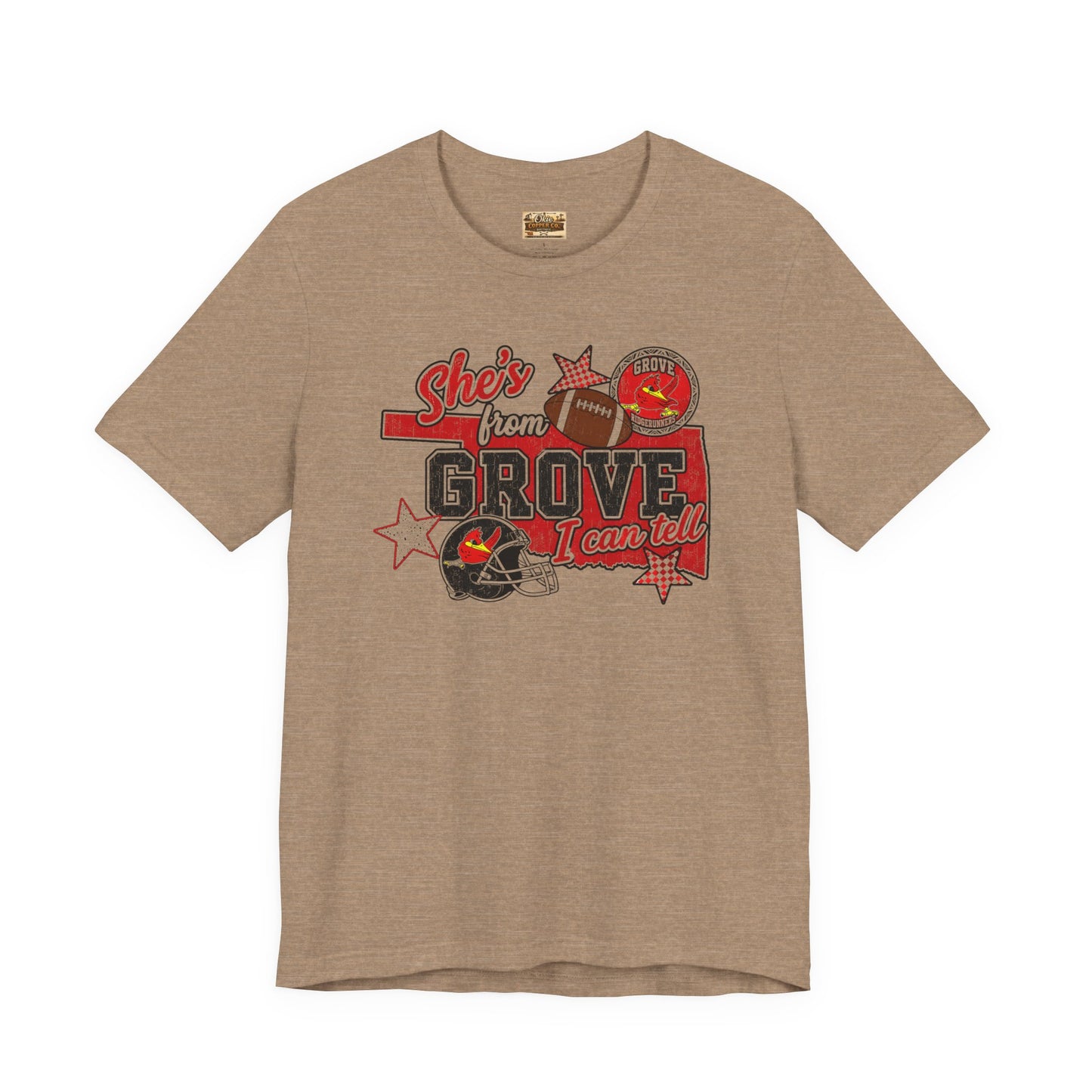 She's From Grove I Can Tell T-Shirt — Grove Football Fan Tee