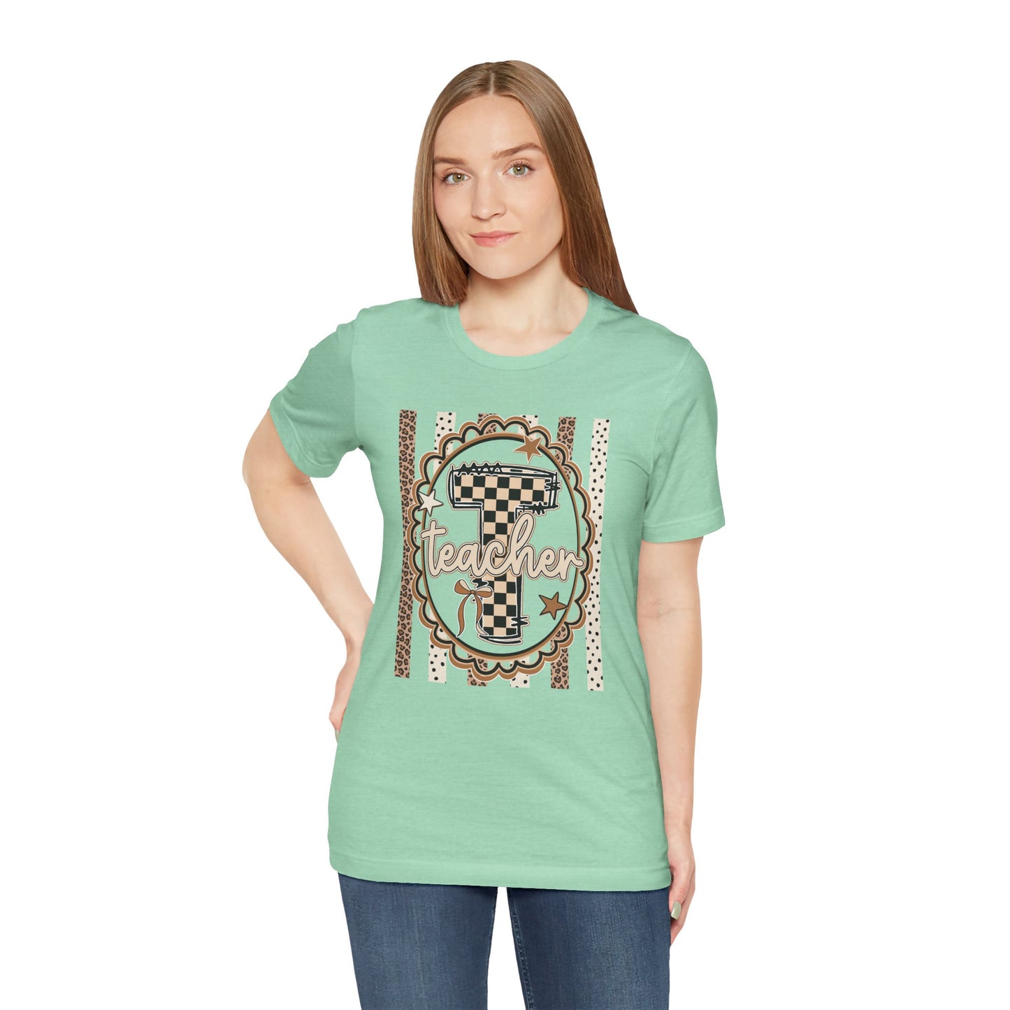 Teacher Monogram Tee — Number 1 Checkered Design