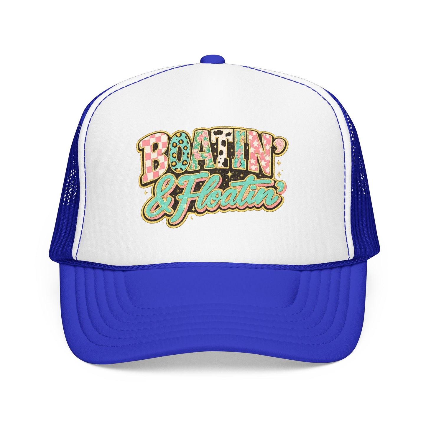 Boatin' & Floatin' Trucker Hat — Retro Floral Pool/Beach Foam Cap