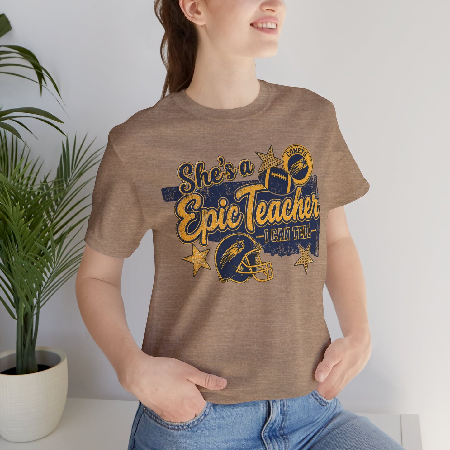 Epic Teacher Football T-Shirt — "She's a Epic Teacher" Coach & School Spirit Tee