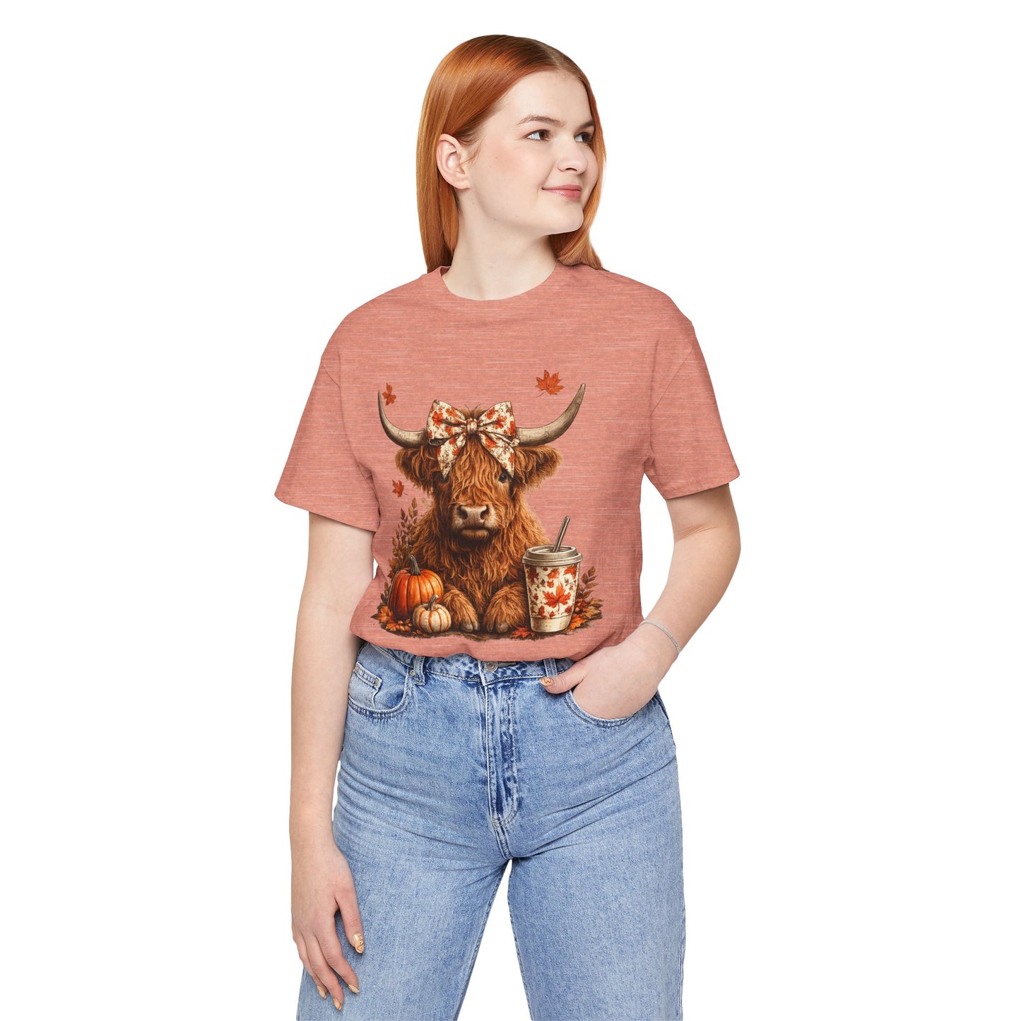Autumn Highland Cow Tee — Fall Pumpkin Latte Graphic T-Shirt