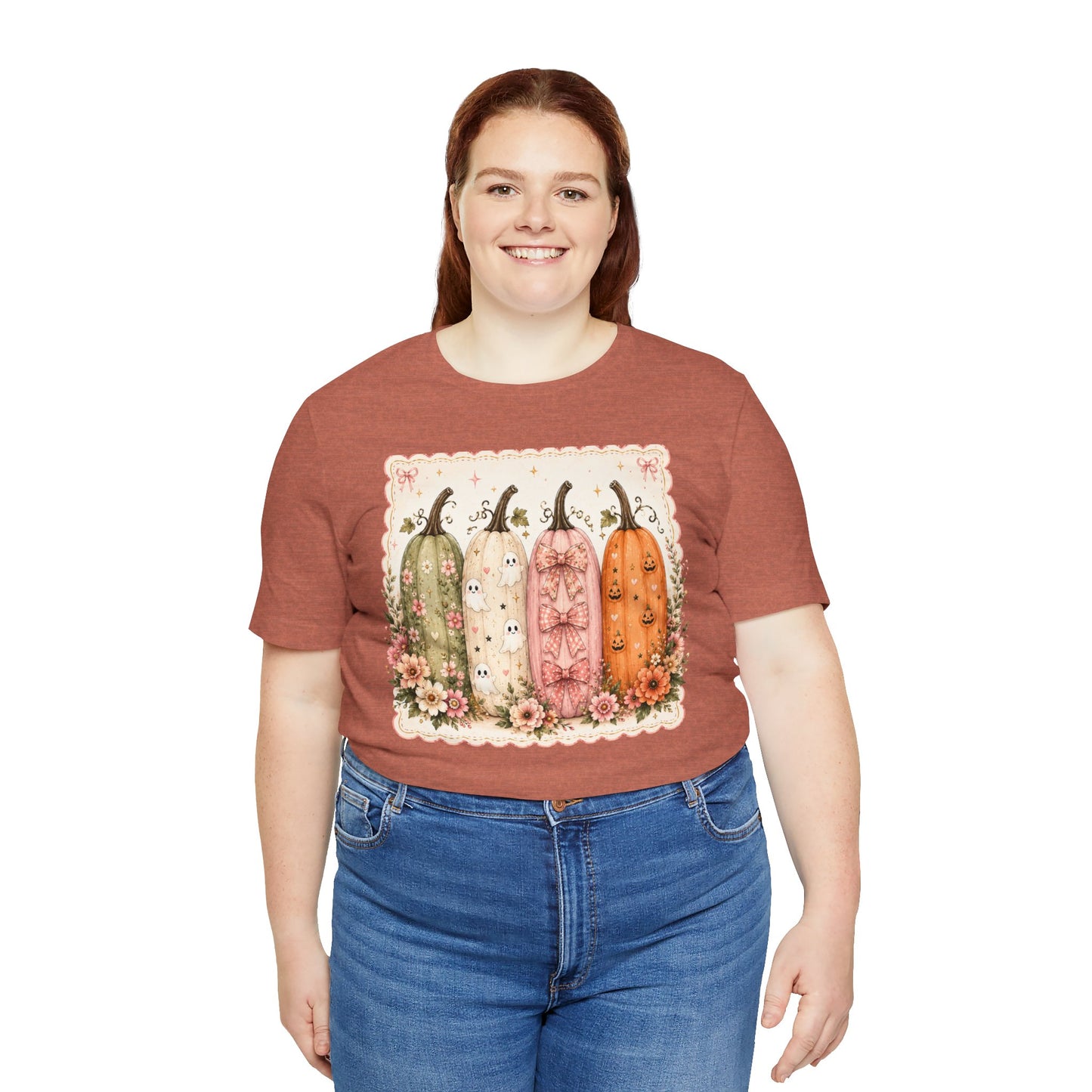 Vintage Floral Pumpkin Tee — Autumn Harvest Graphic T-Shirt
