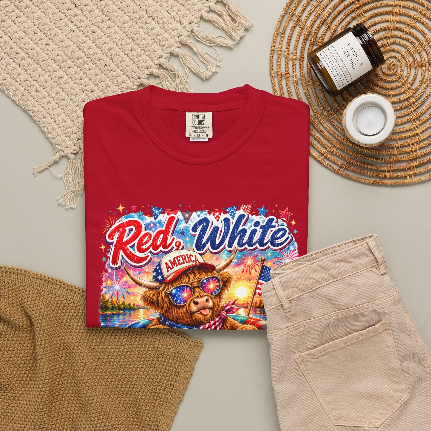 Red, White & Summer Nights T-Shirt — Patriotic Fourth of July Bear Graphic Tee
