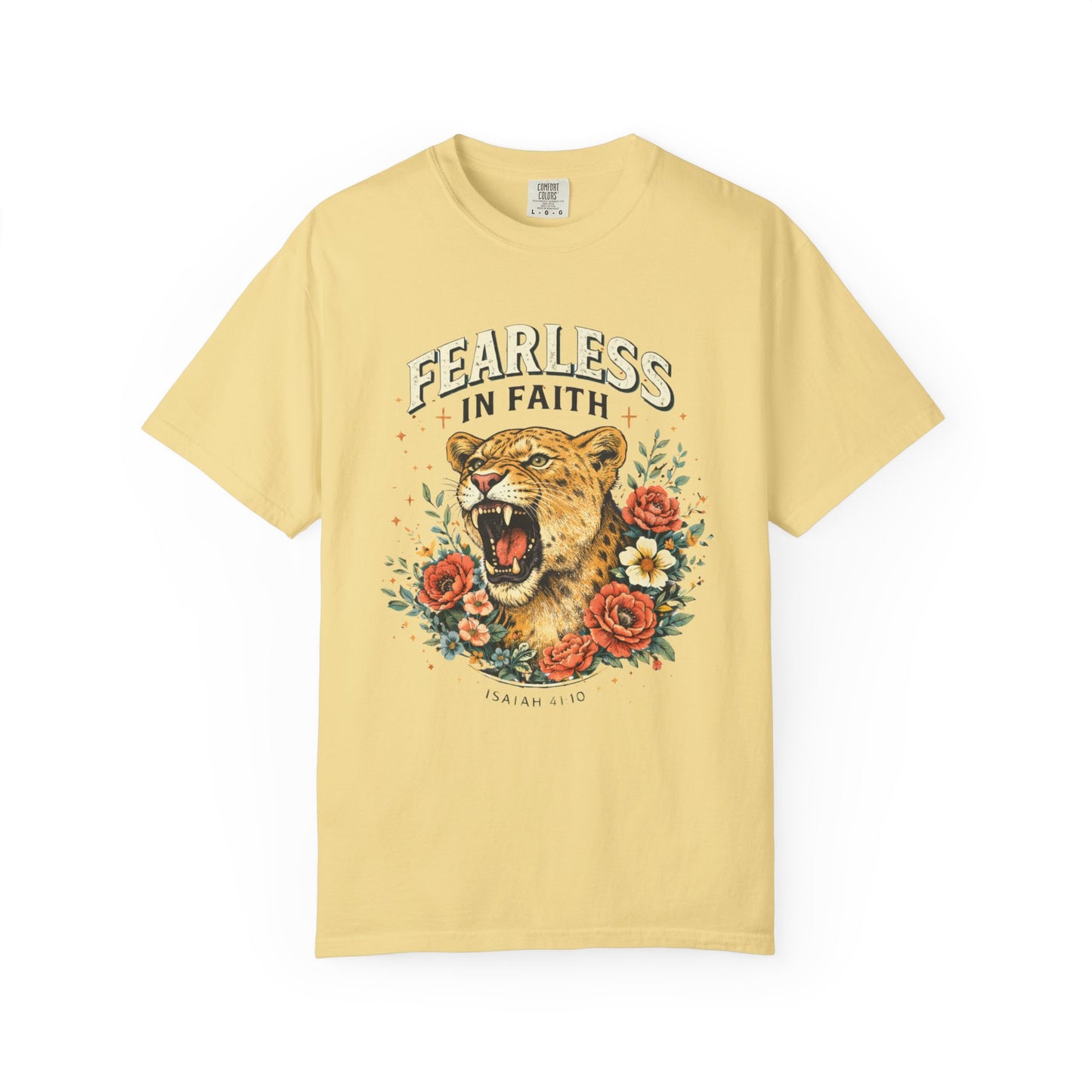 Fearless in Faith Lion T-Shirt — Floral Vintage Christian Graphic Tee
