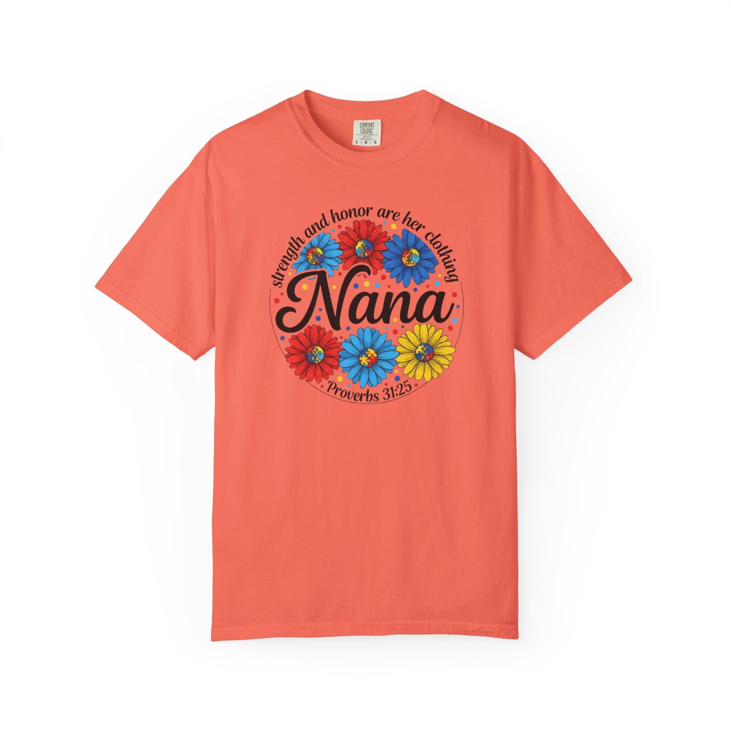 Nana Floral Proverbs T-Shirt — “Strength and Honor” Grandma Gift