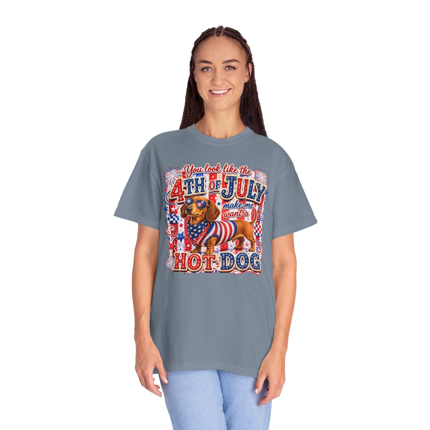 4th of July Hot Dog Dachshund T-Shirt – Patriotic Funny BBQ Tee