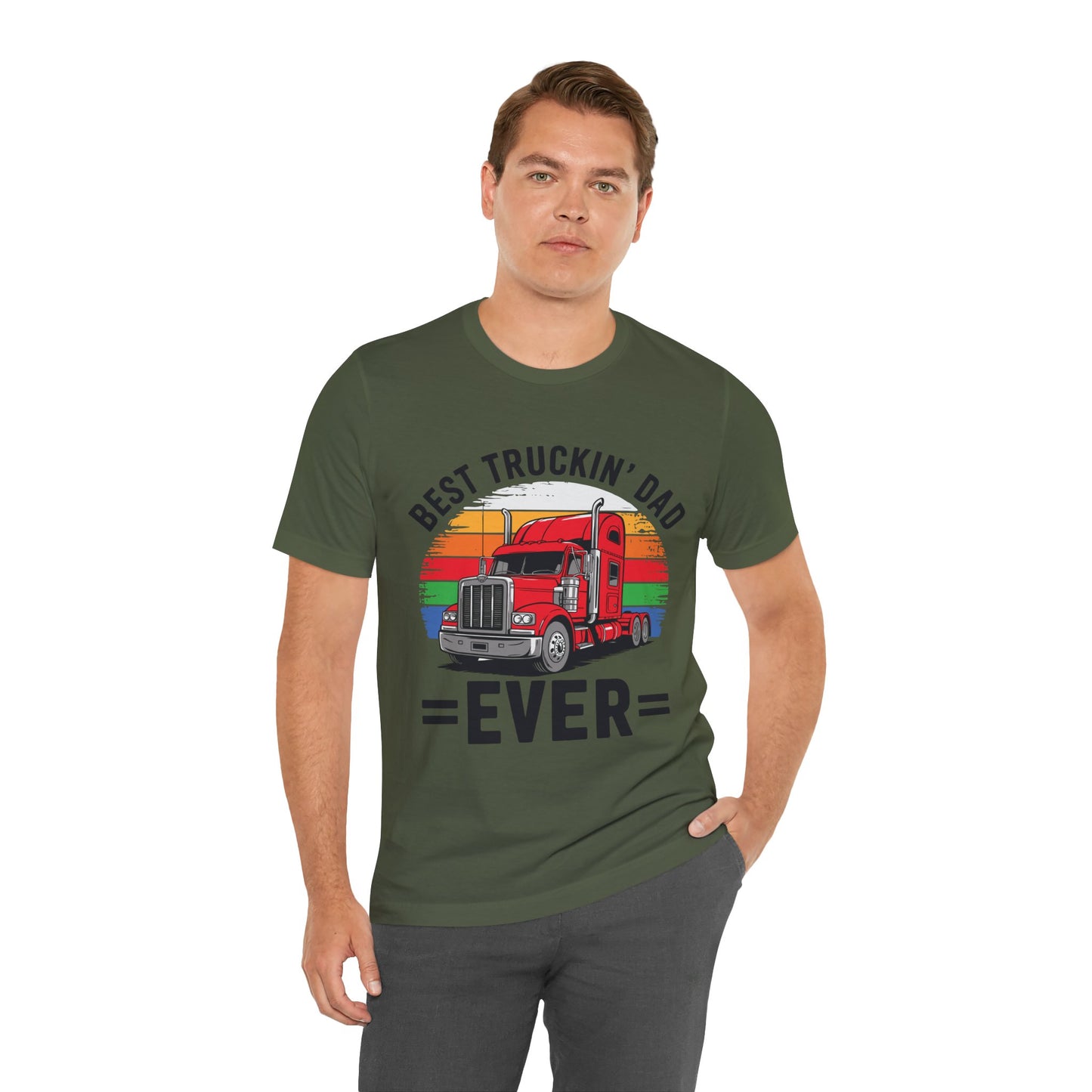 Best Truckin' Dad Ever T-Shirt — Vintage Semi Truck Father's Day Tee