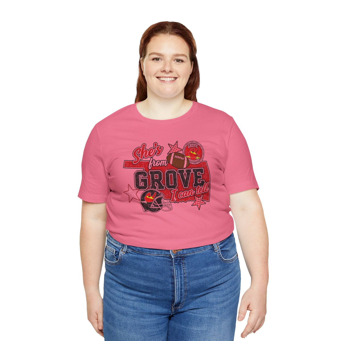 She's From Grove I Can Tell T-Shirt — Grove Football Fan Tee