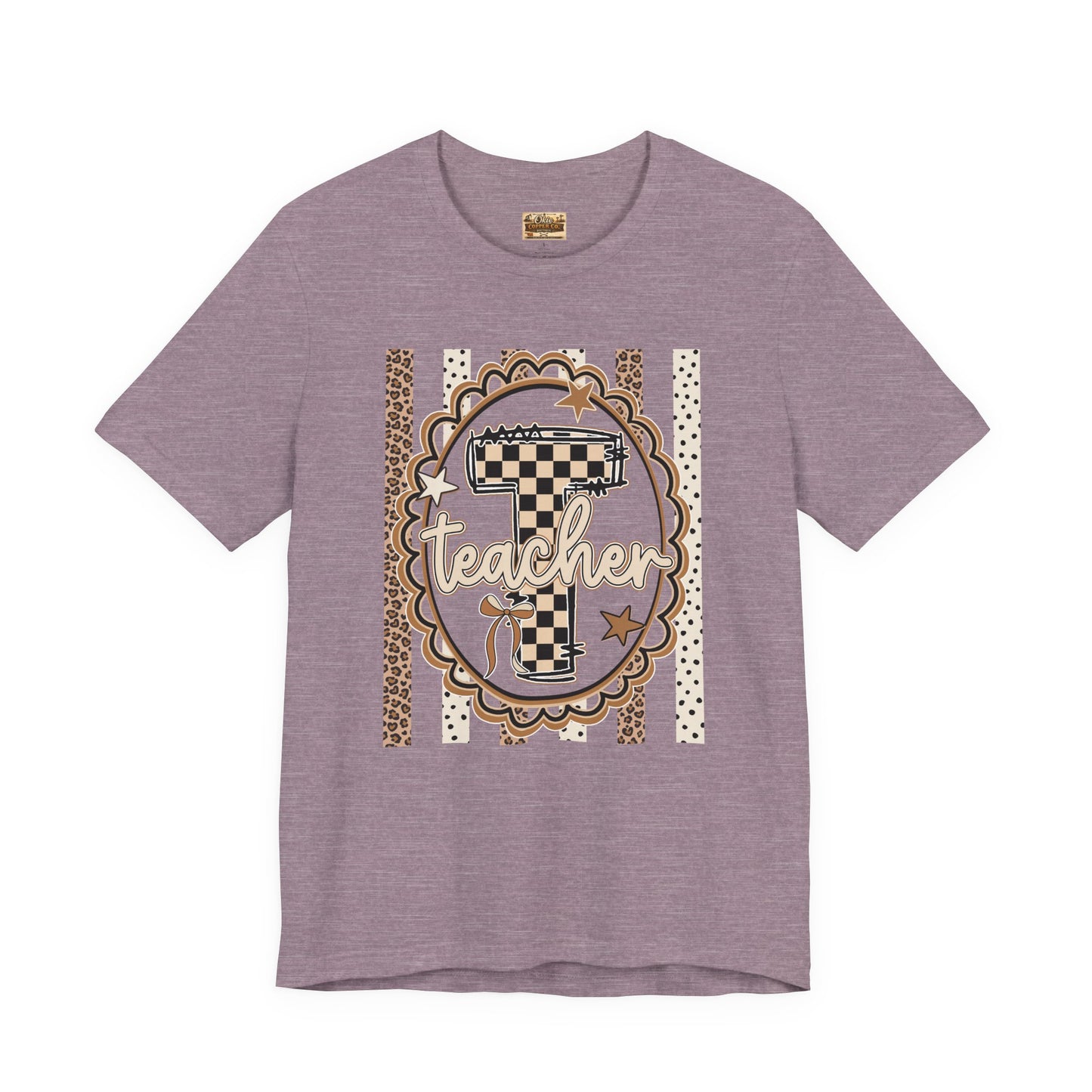 Teacher Monogram Tee — Number 1 Checkered Design