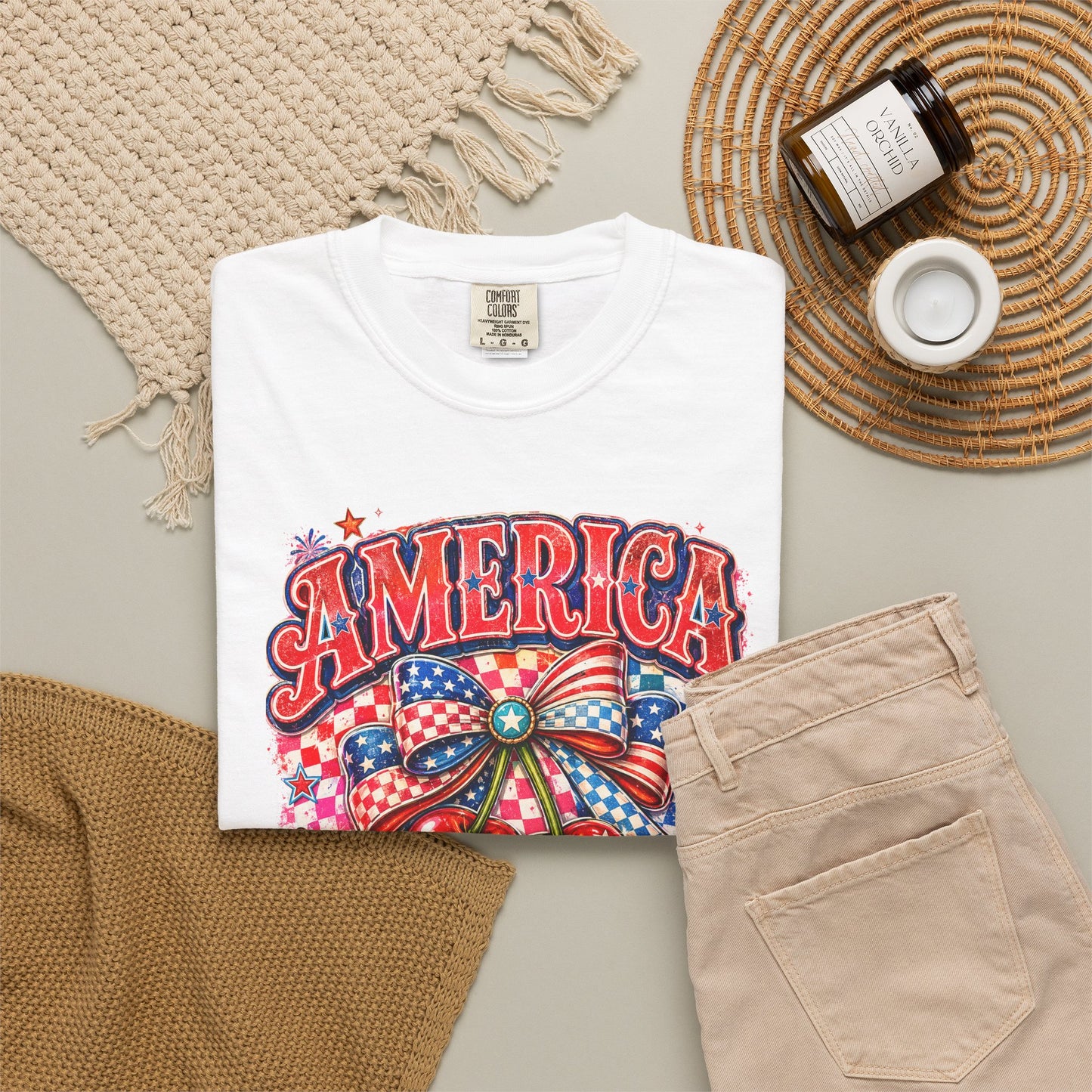 America Cherry Graphic T-Shirt — Patriotic 4th of July Tee