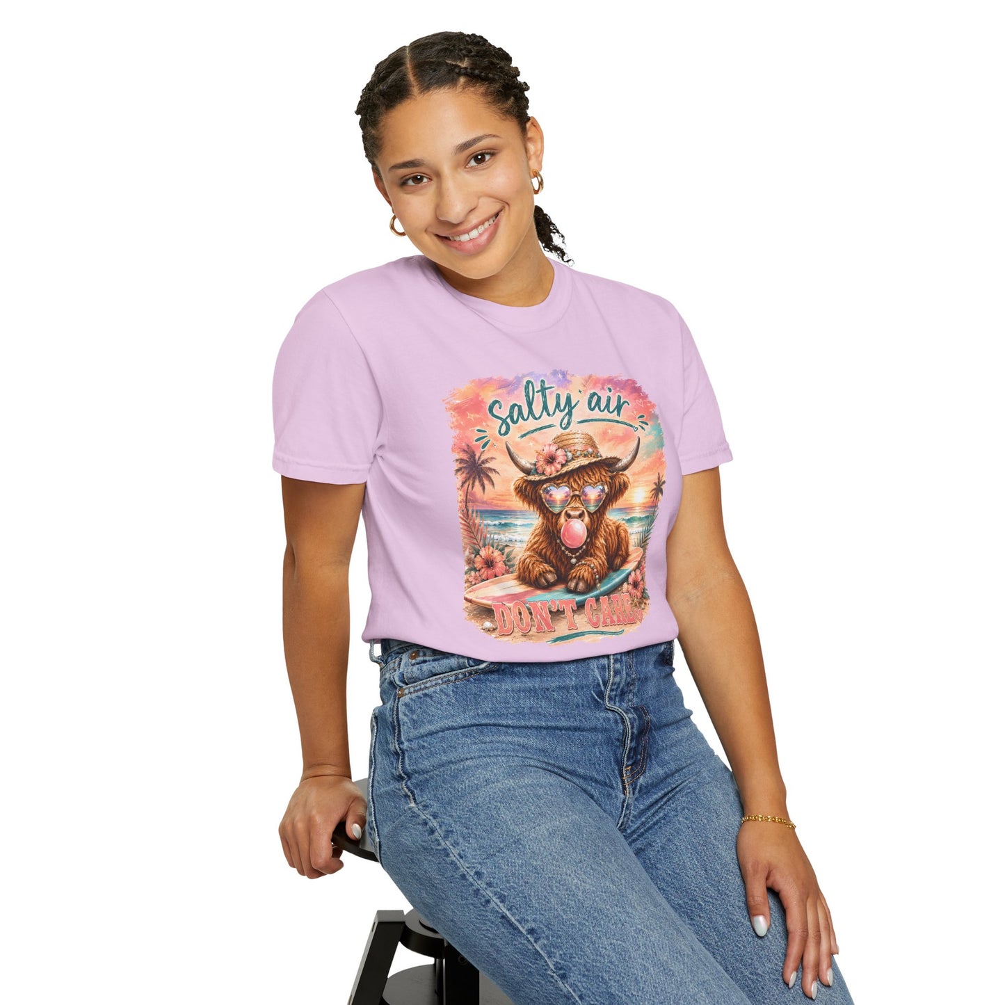 Salty Air "Don't Care" Beach Cow Graphic T-Shirt