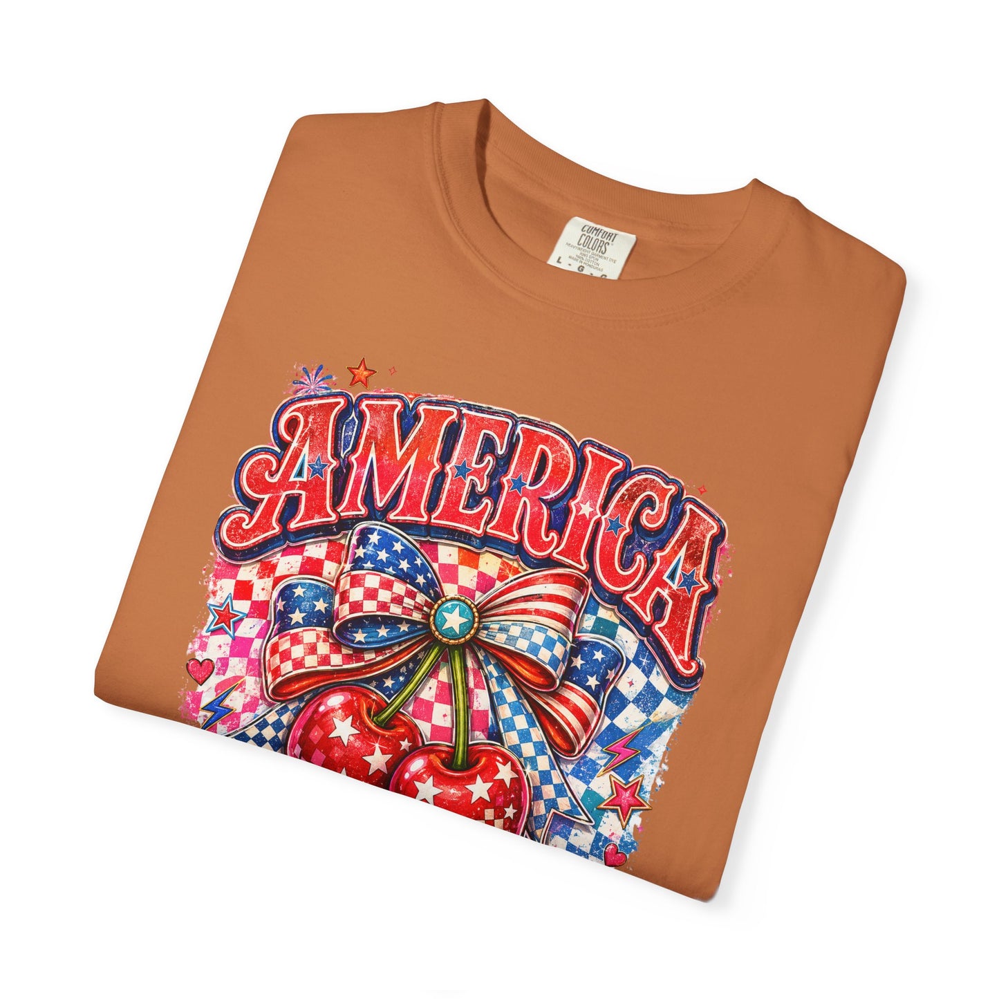 America Cherry Graphic T-Shirt — Patriotic 4th of July Tee