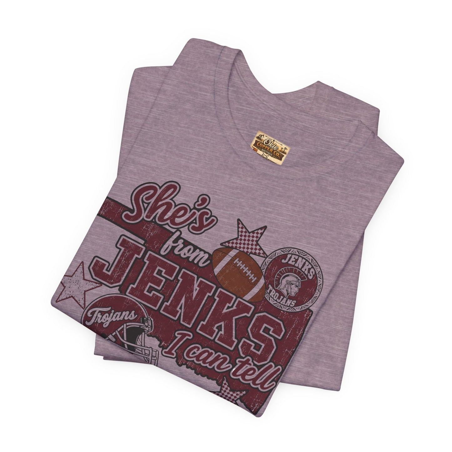 She's from Jenks Tee — Vintage High School Football Graphic T-Shirt