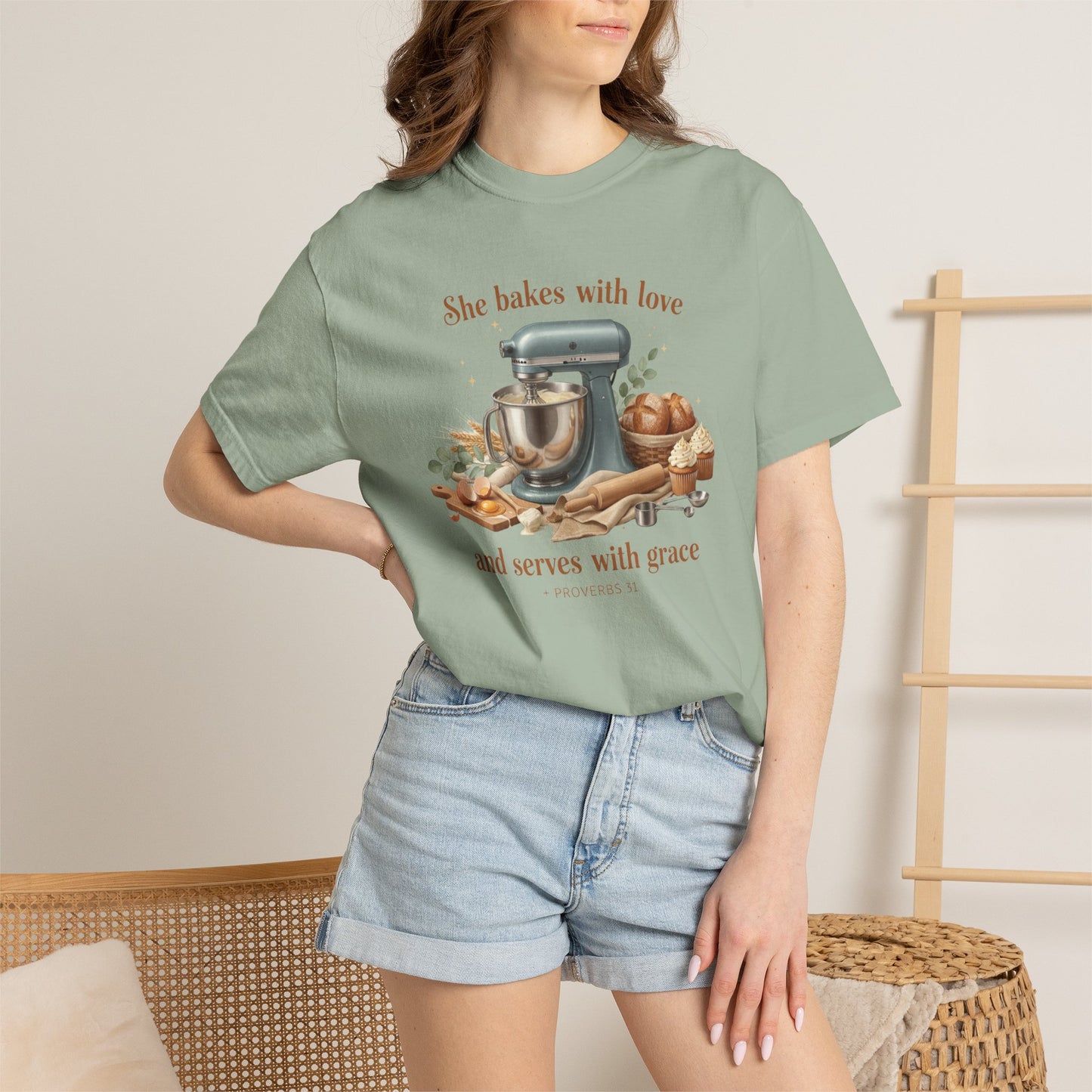 Baker’s Grace T-Shirt – "She bakes with love and serves with grace" Kitchen Tee