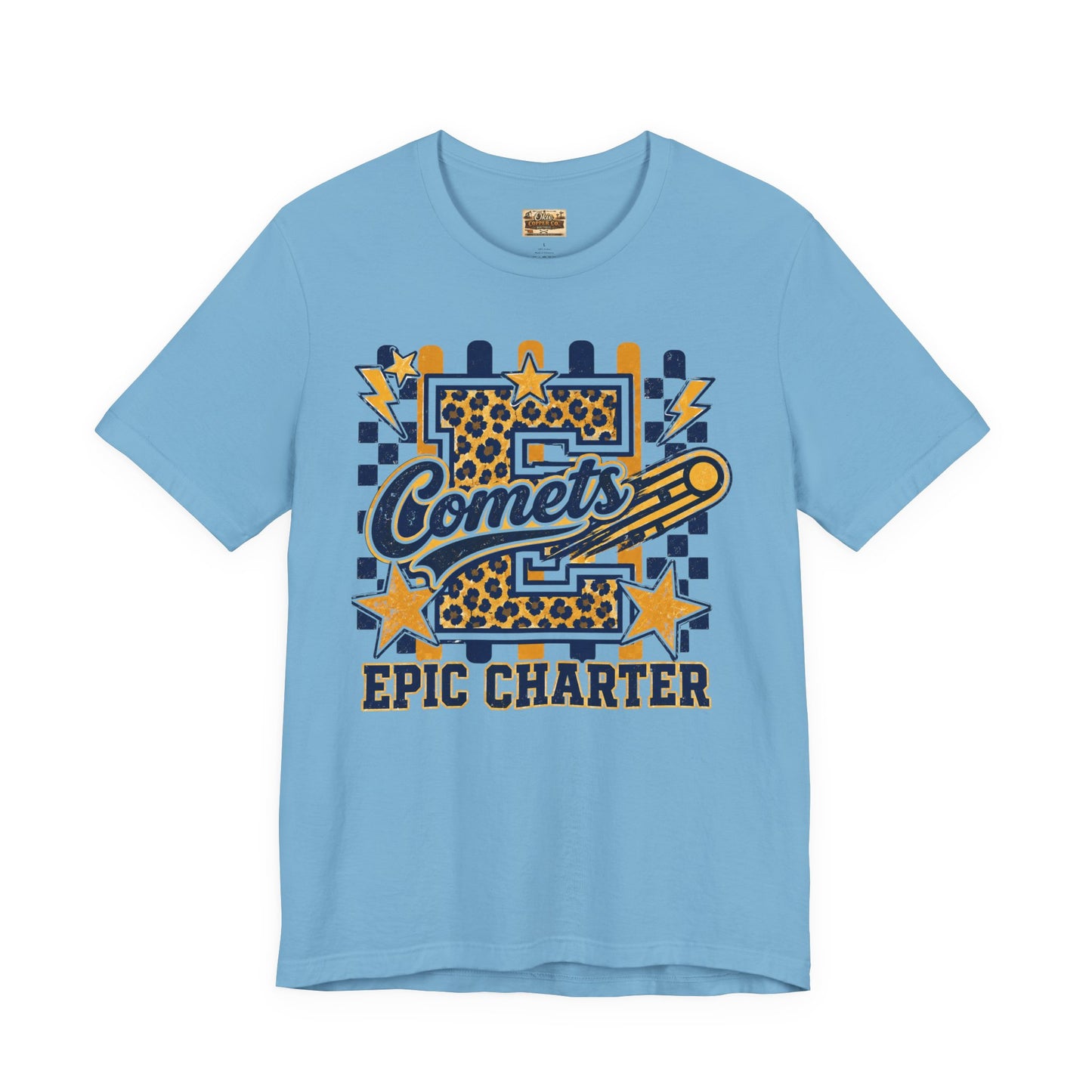 Comets Epic Charter Baseball T-Shirt — Leopard Letter Sports Tee