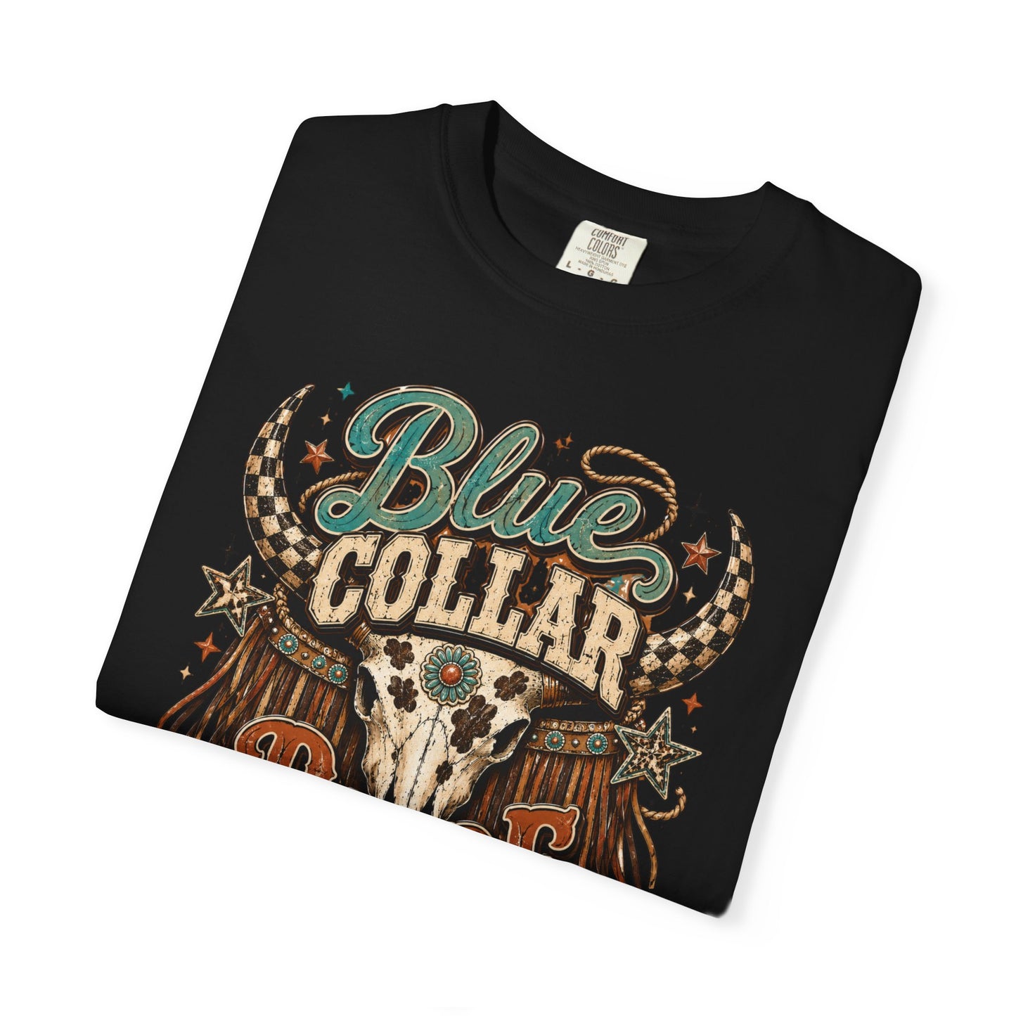 Blue Collar Babe Graphic T-Shirt — Western Skull Cowgirl Tee
