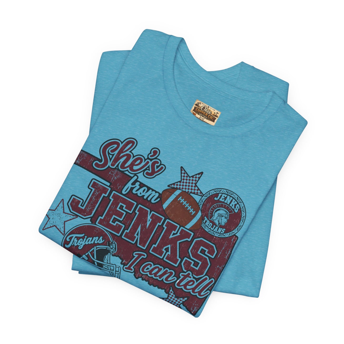 She's from Jenks Tee — Vintage High School Football Graphic T-Shirt