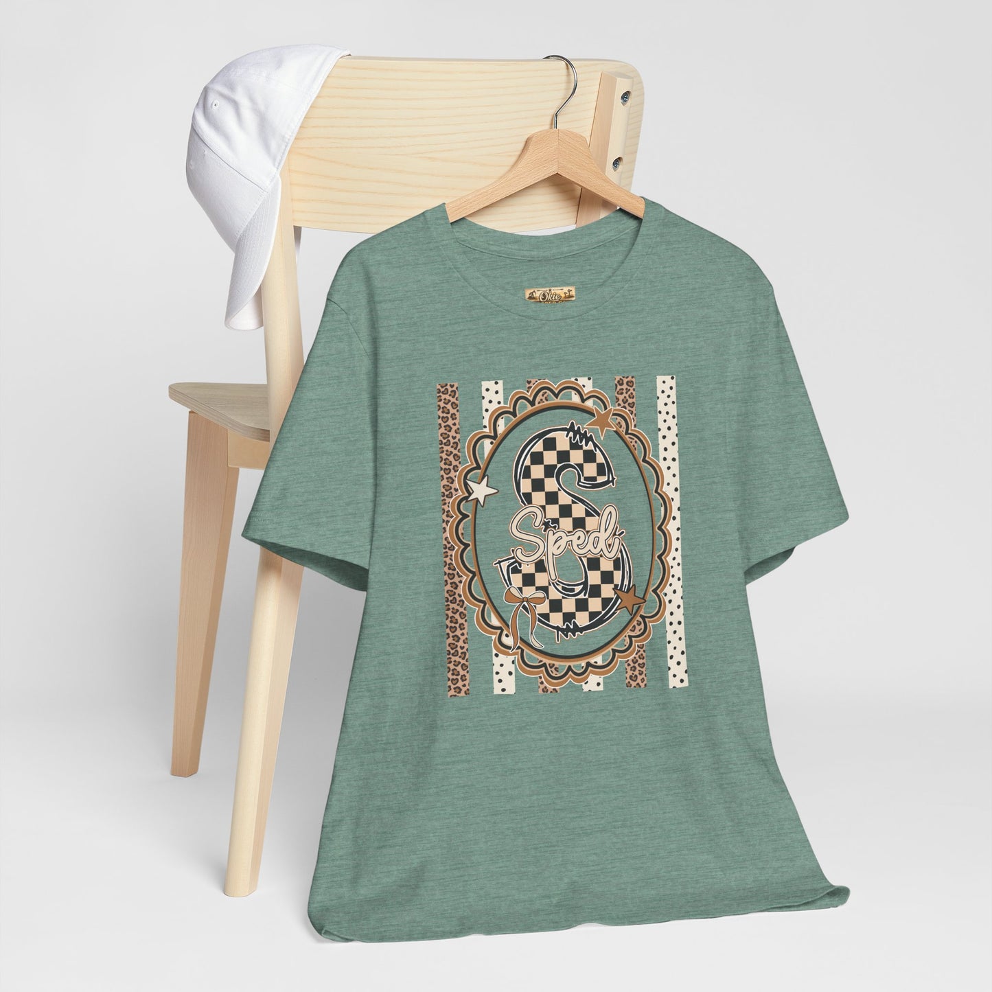 Sped S Monogram Tee — Checkerboard Leopard Graphic T-Shirt