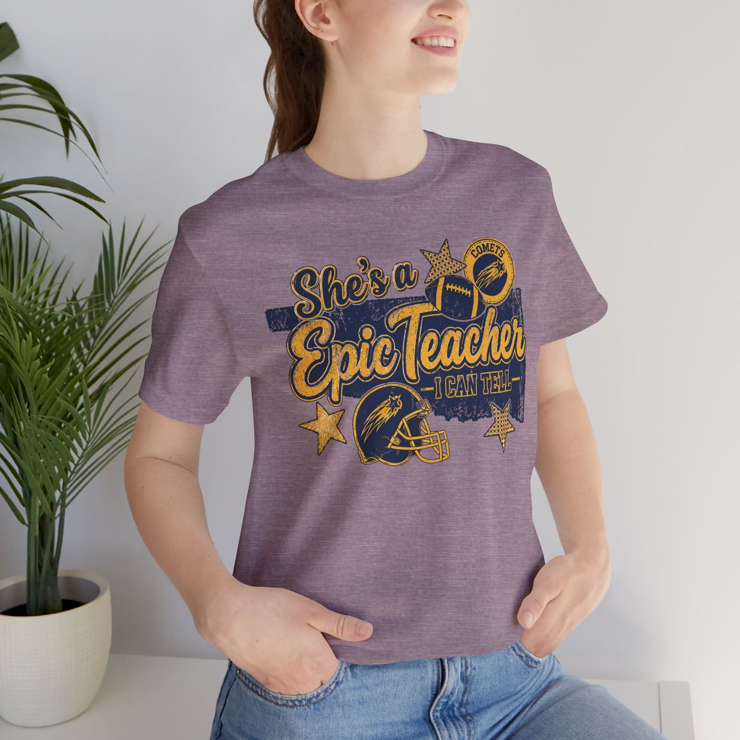 Epic Teacher Football T-Shirt — "She's a Epic Teacher" Coach & School Spirit Tee