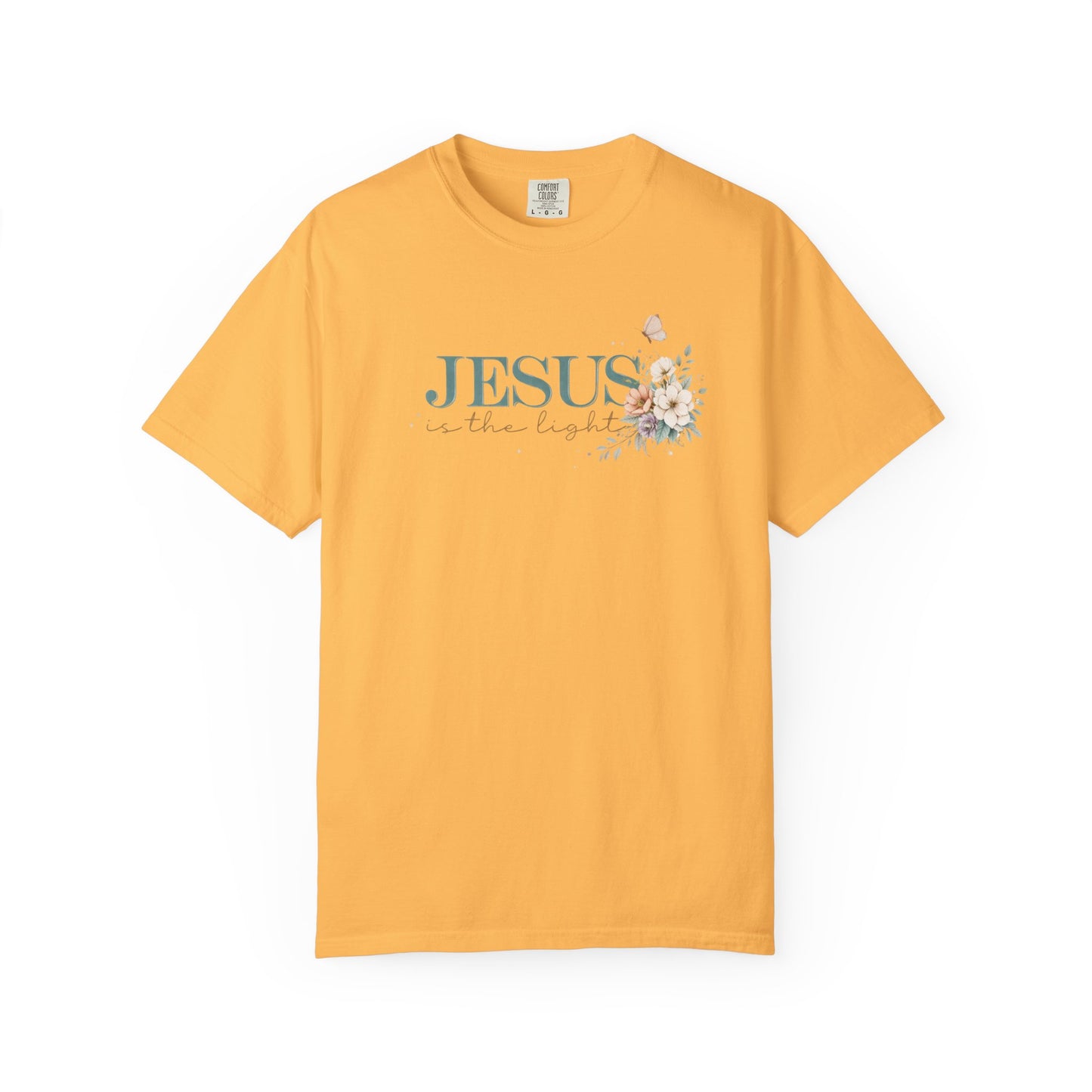 Jesus Is the Light T-Shirt — Floral Cross Christian Tee (Walking in Faith)