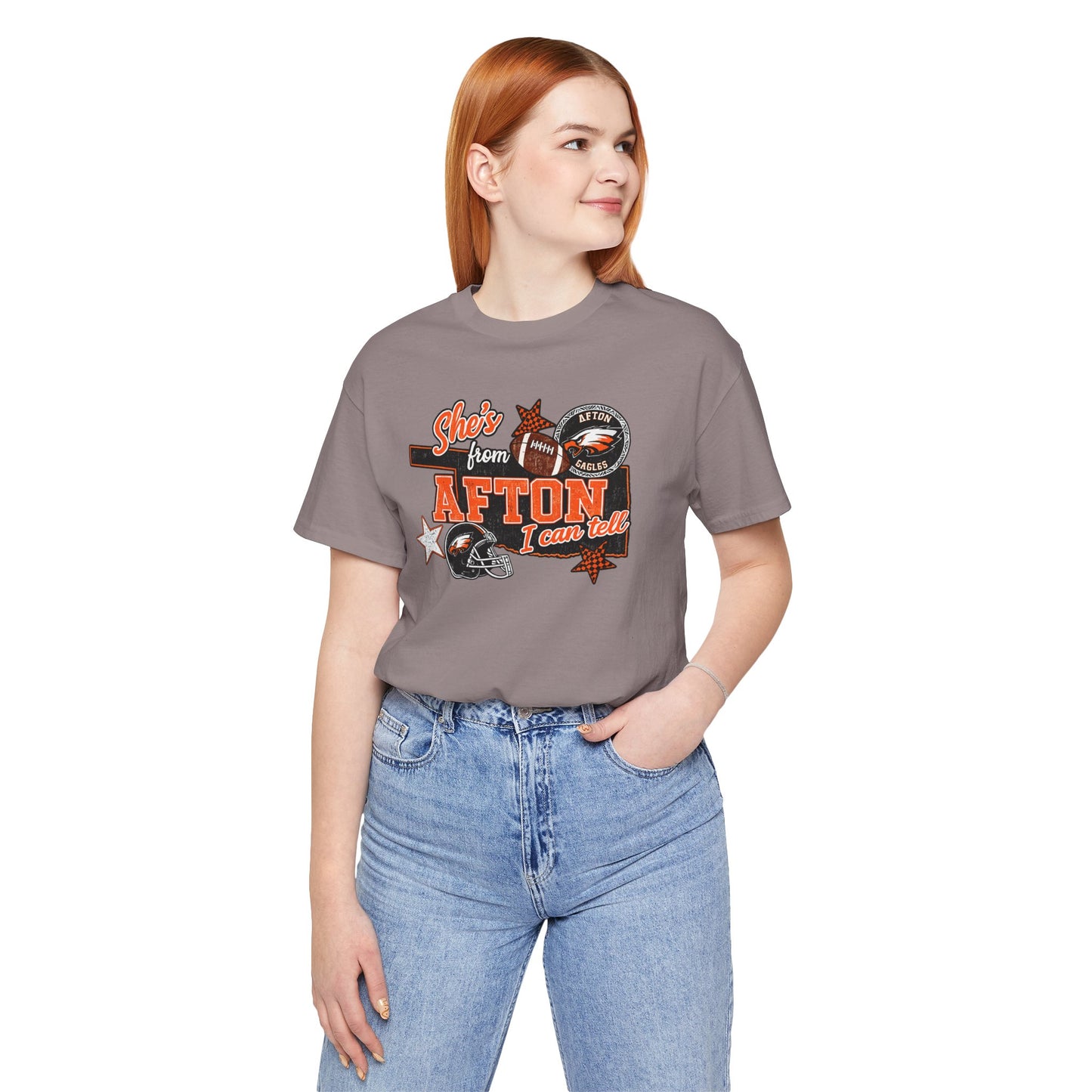 Afton Football Town Retro Graphic Tee — "Shes from Afton I can too"