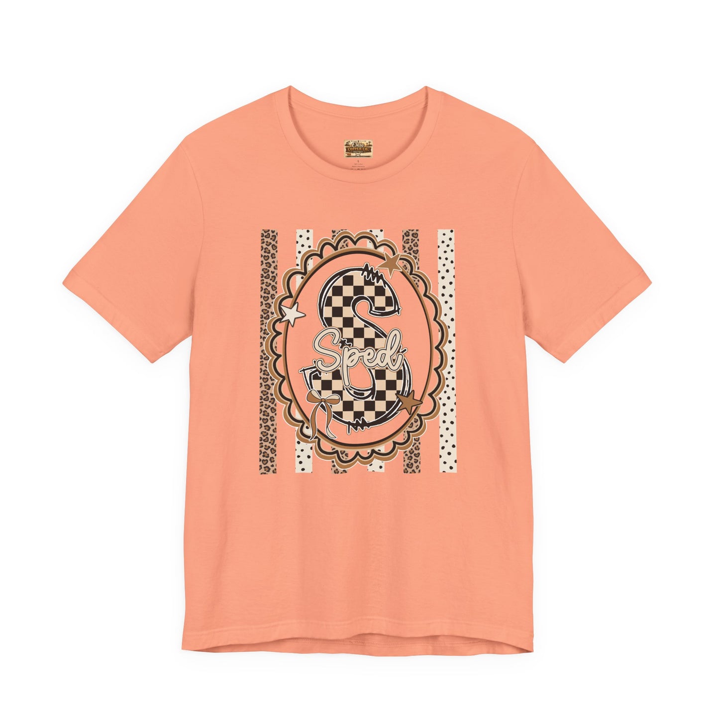 Sped S Monogram Tee — Checkerboard Leopard Graphic T-Shirt
